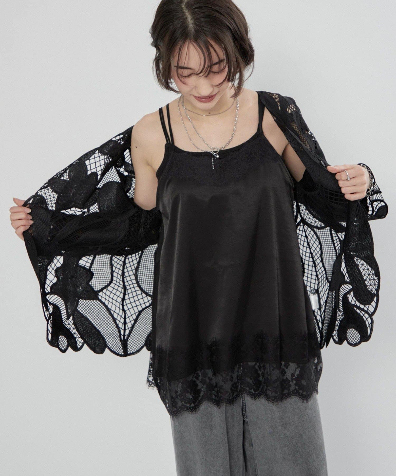 Remind me and forever(リマインドミーアンドフォーエバー) 【@kana__18sセレクト】サテンレースキャミチュニック