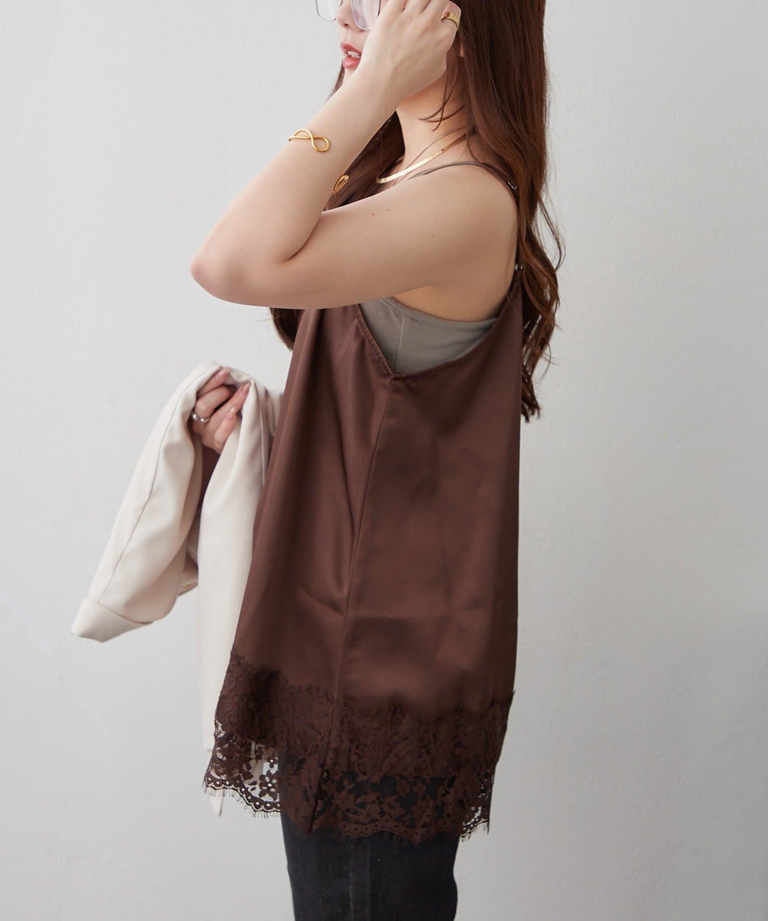 Remind me and forever(リマインドミーアンドフォーエバー) 【@kana__18sセレクト】サテンレースキャミチュニック