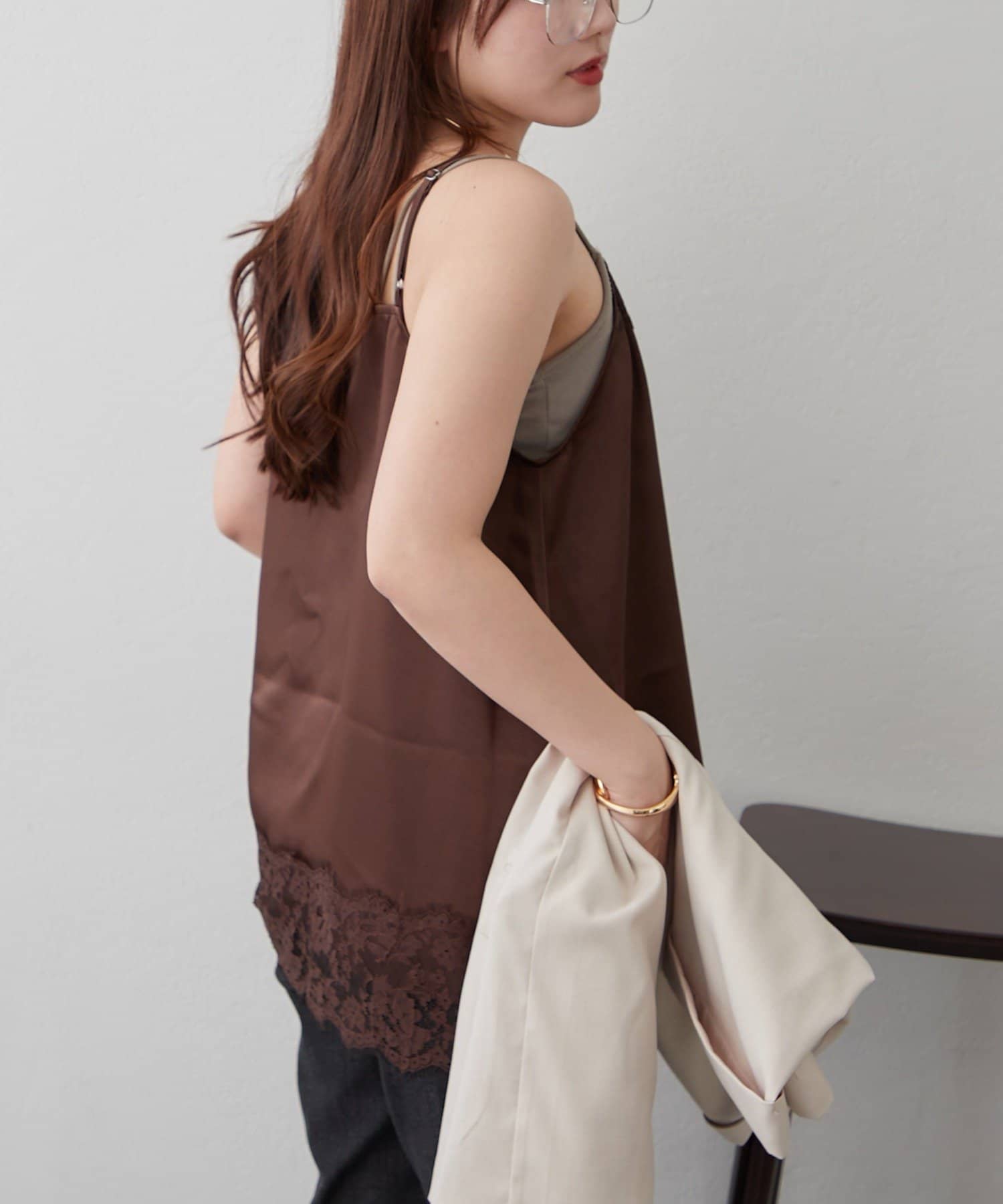 Remind me and forever(リマインドミーアンドフォーエバー) 【@kana__18sセレクト】サテンレースキャミチュニック