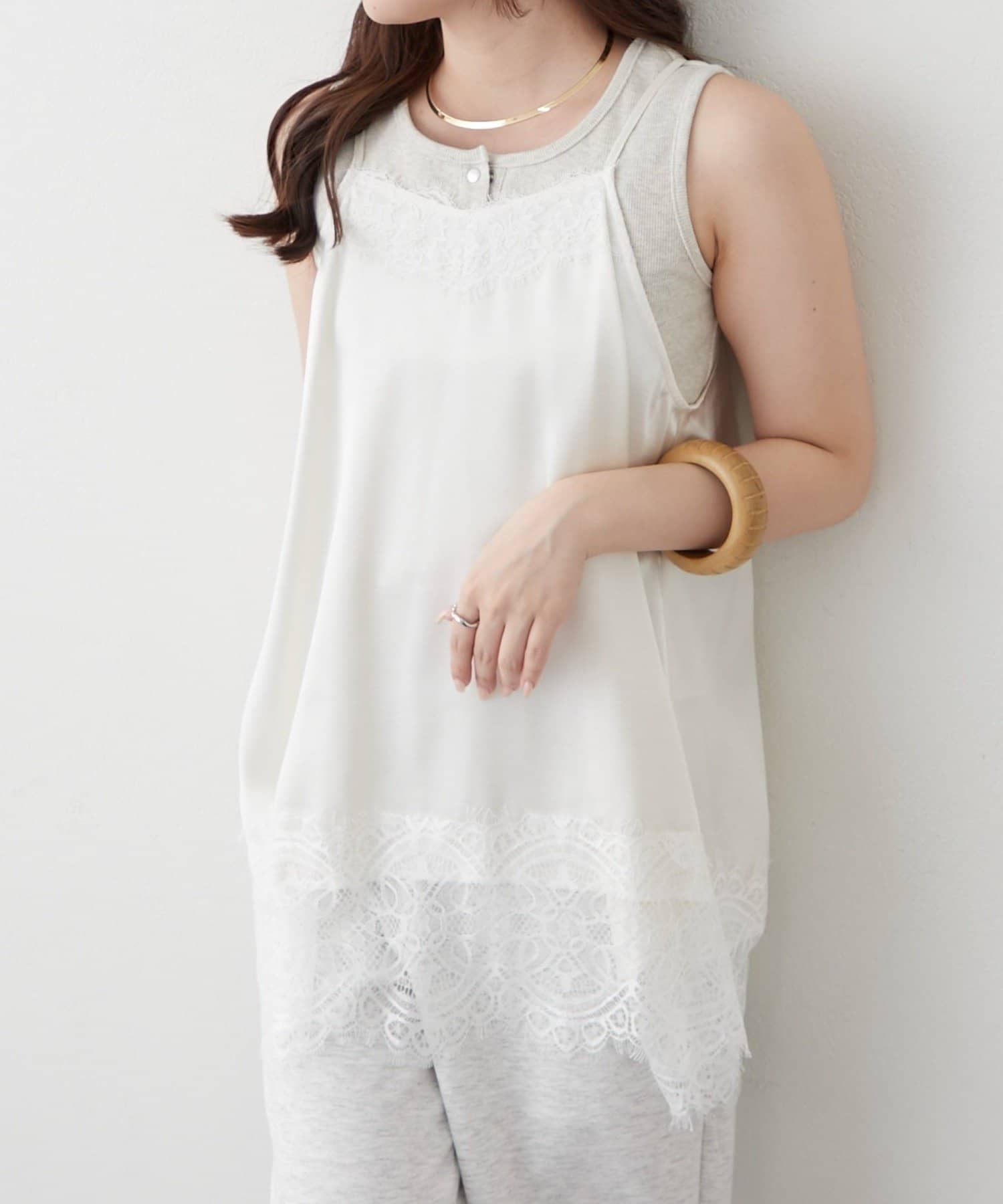 Remind me and forever(リマインドミーアンドフォーエバー) 【@kana__18sセレクト】サテンレースキャミチュニック