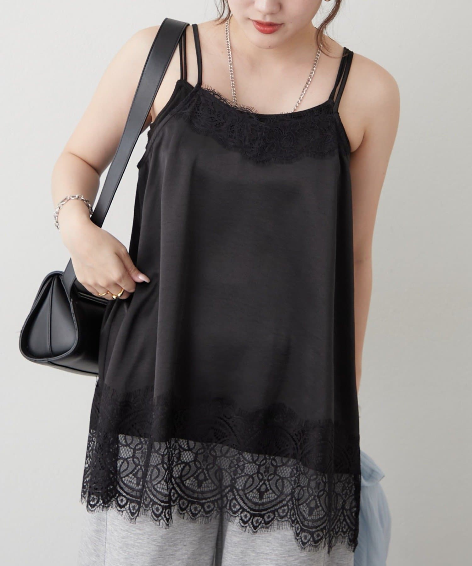 Remind me and forever(リマインドミーアンドフォーエバー) 【@kana__18sセレクト】サテンレースキャミチュニック