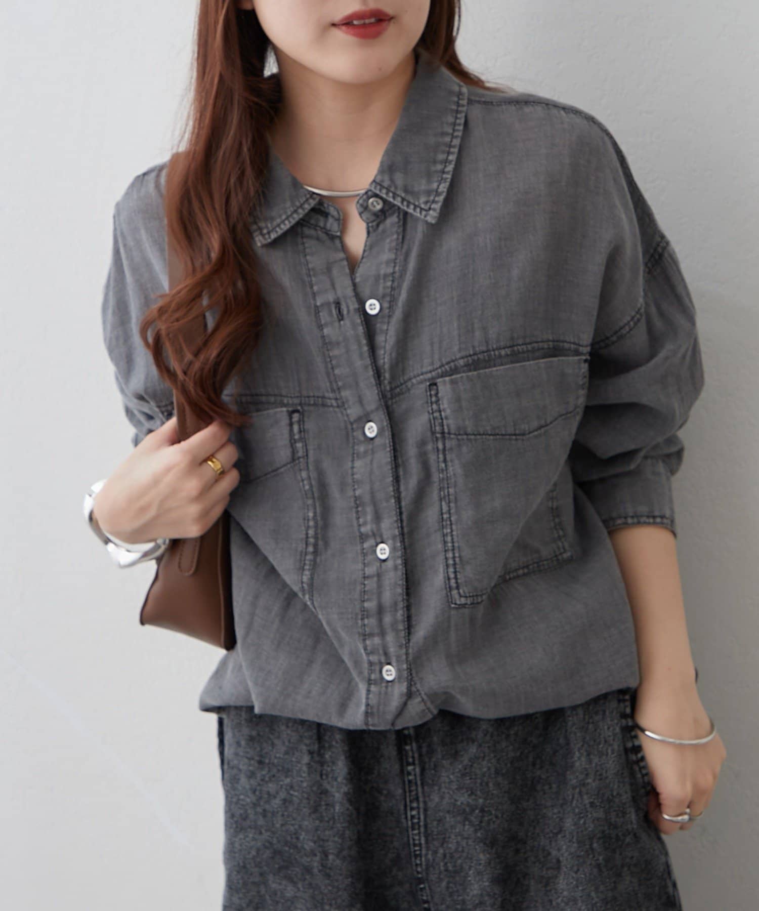 Remind me and forever(リマインドミーアンドフォーエバー) 【夏も着れる】2WAYシアーデニムシャツ