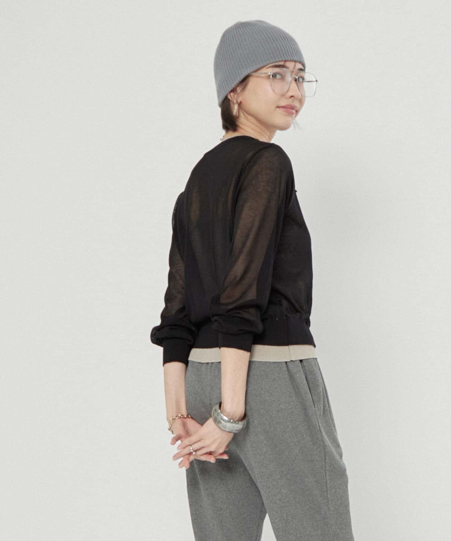 Remind me and forever(リマインドミーアンドフォーエバー) シアーレイヤード配色カーディガン