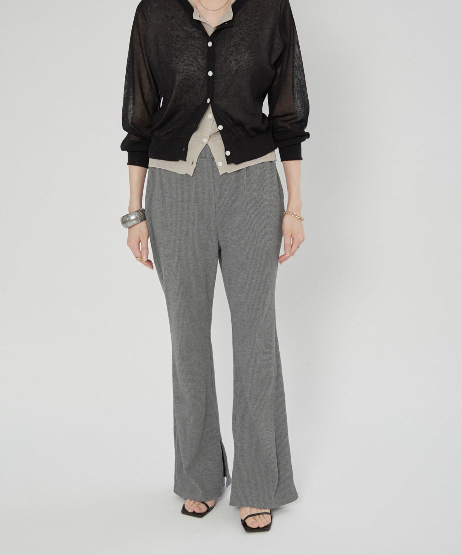 Remind me and forever(リマインドミーアンドフォーエバー) 【@kana__18sセレクト】-3kg裾スリットフレアリブパンツ