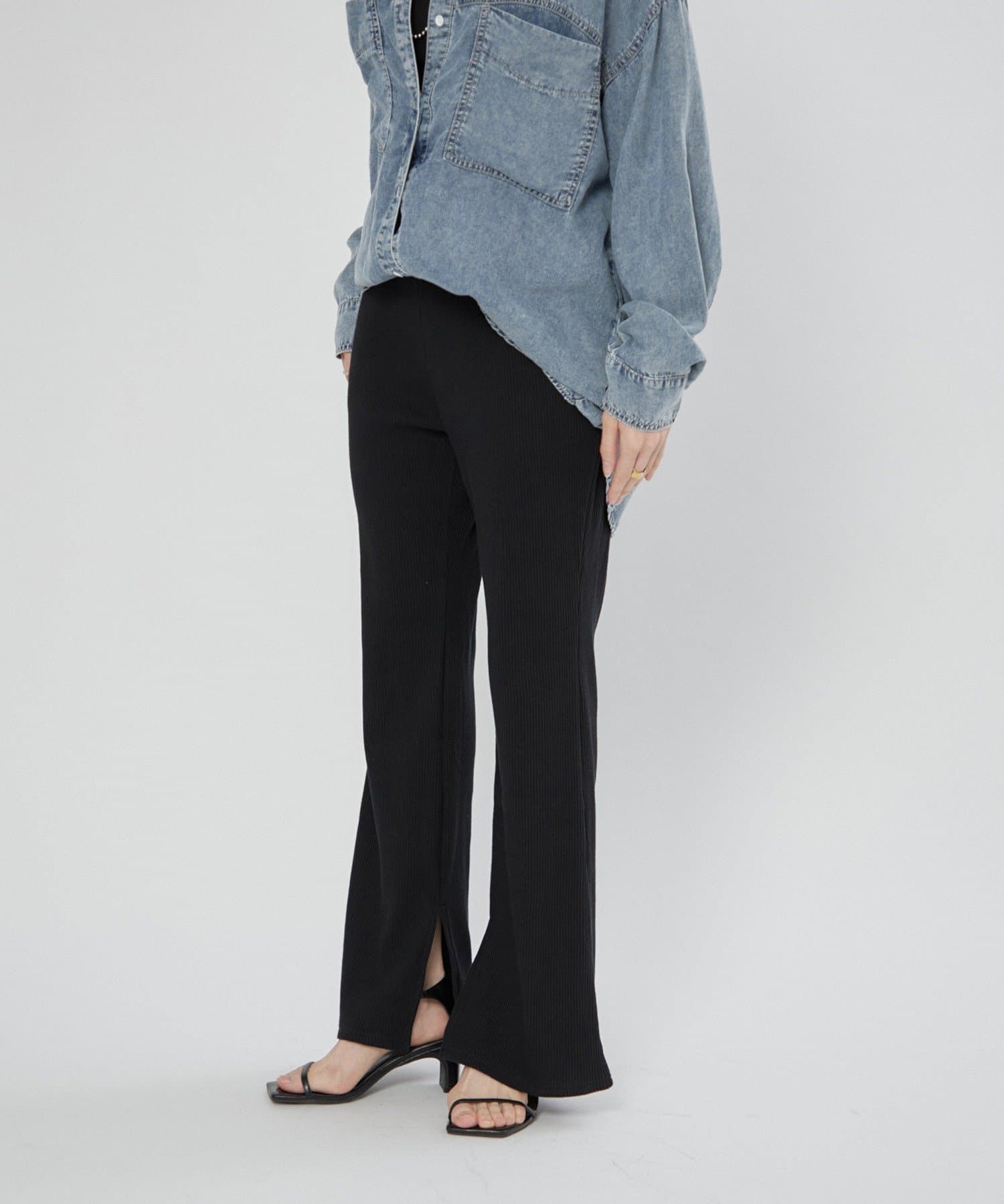 Remind me and forever(リマインドミーアンドフォーエバー) 【@kana__18sセレクト】-3kg裾スリットフレアリブパンツ