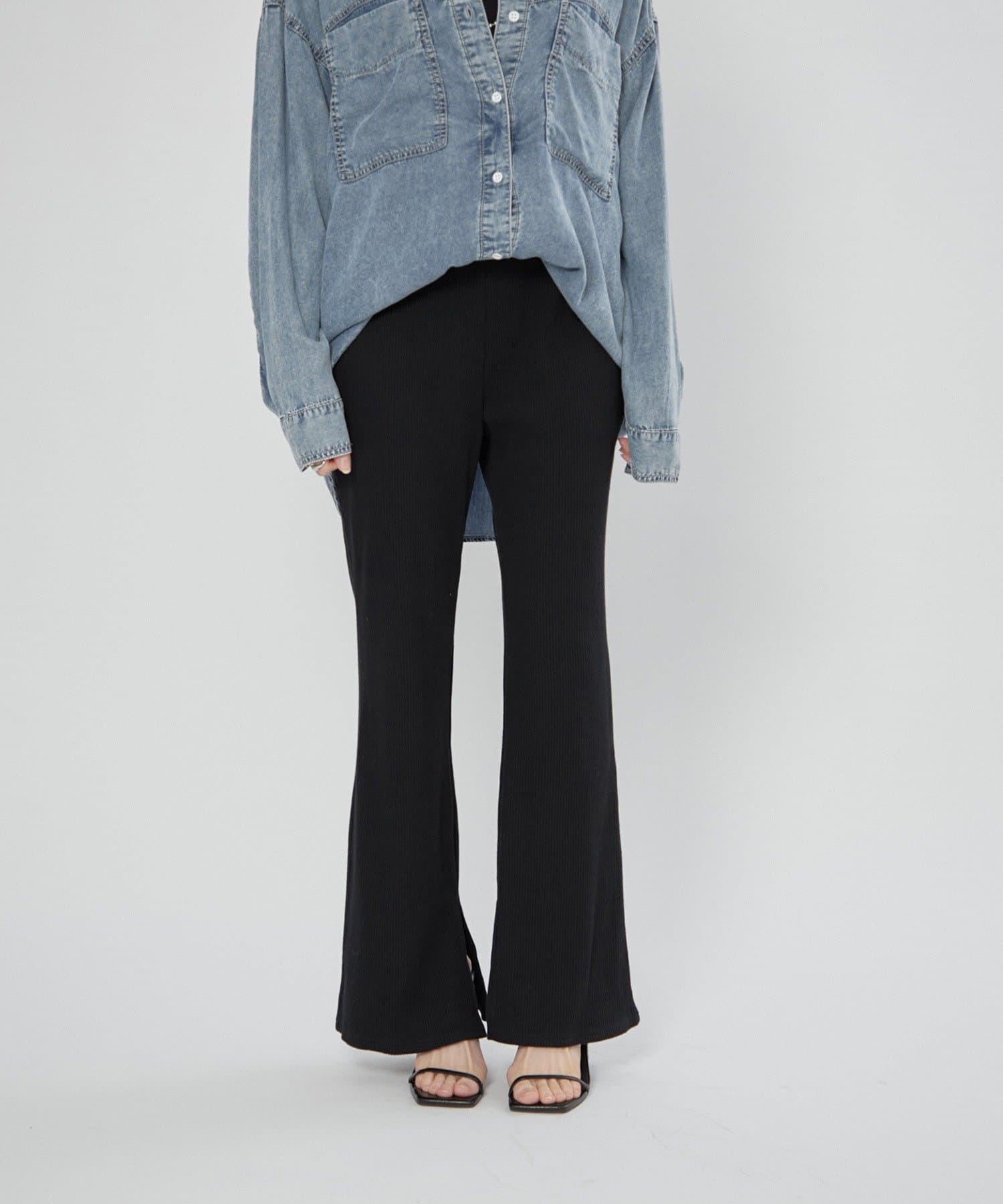 Remind me and forever(リマインドミーアンドフォーエバー) 【@kana__18sセレクト】-3kg裾スリットフレアリブパンツ