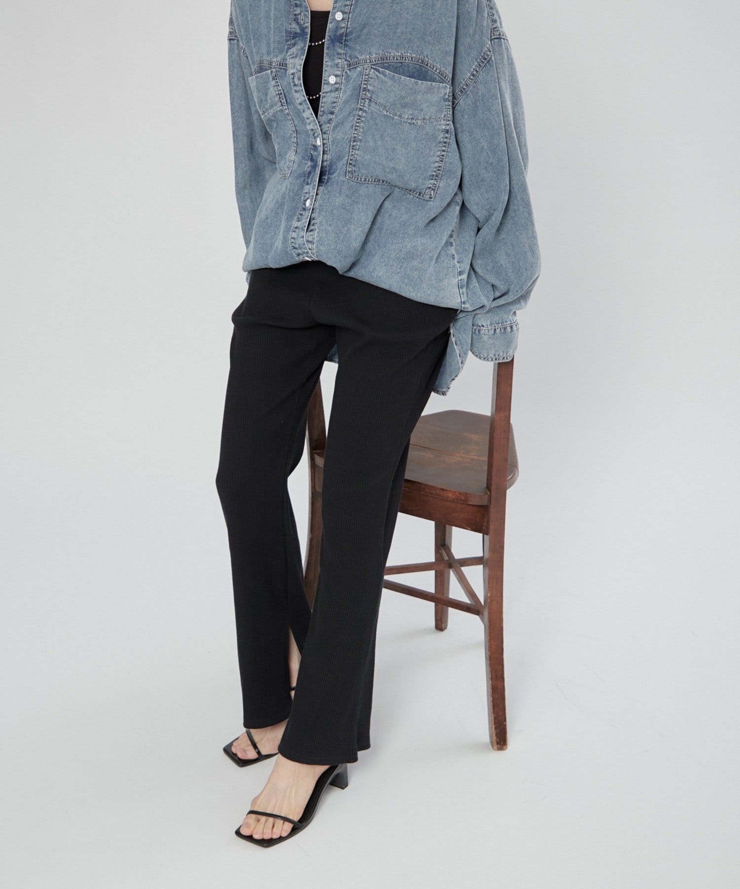 Remind me and forever(リマインドミーアンドフォーエバー) 【@kana__18sセレクト】-3kg裾スリットフレアリブパンツ