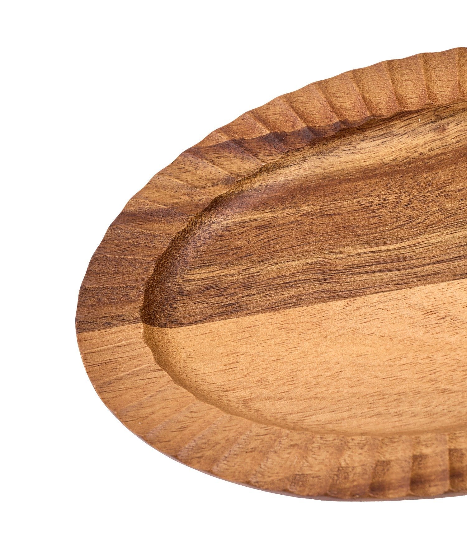 salut!(サリュ) アカシアオーバルリブプレート：21cm／アウトドア