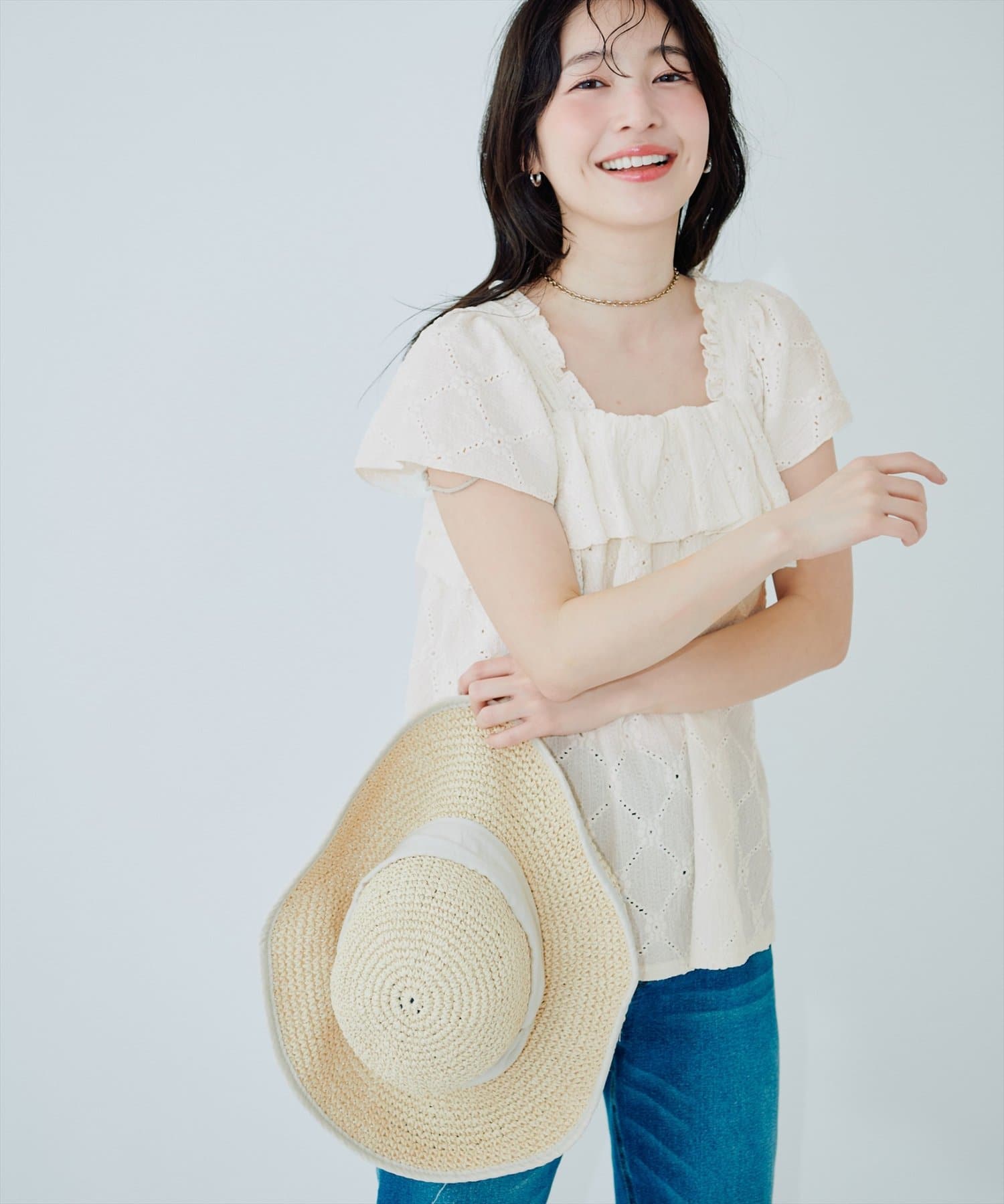 natural couture(ナチュラルクチュール) ポコポコカットフリルキャミ