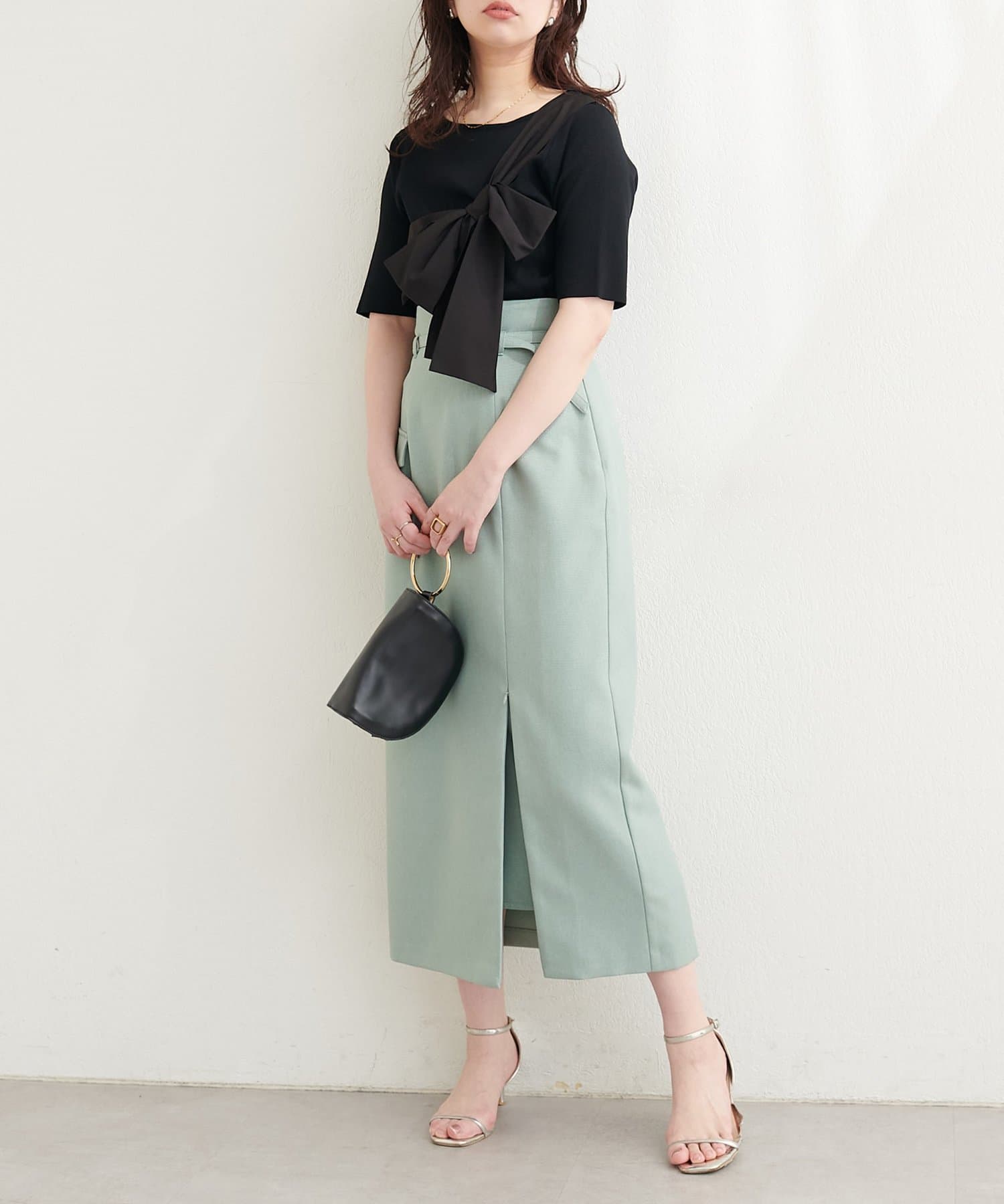 natural couture(ナチュラルクチュール) リボン付きニット