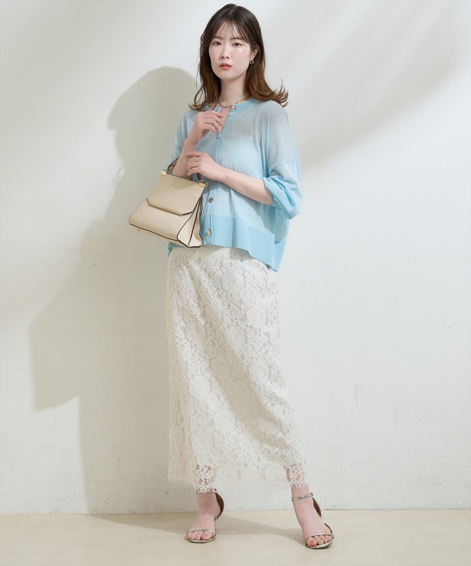 natural couture(ナチュラルクチュール) 接触冷感金釦シアーカーデ