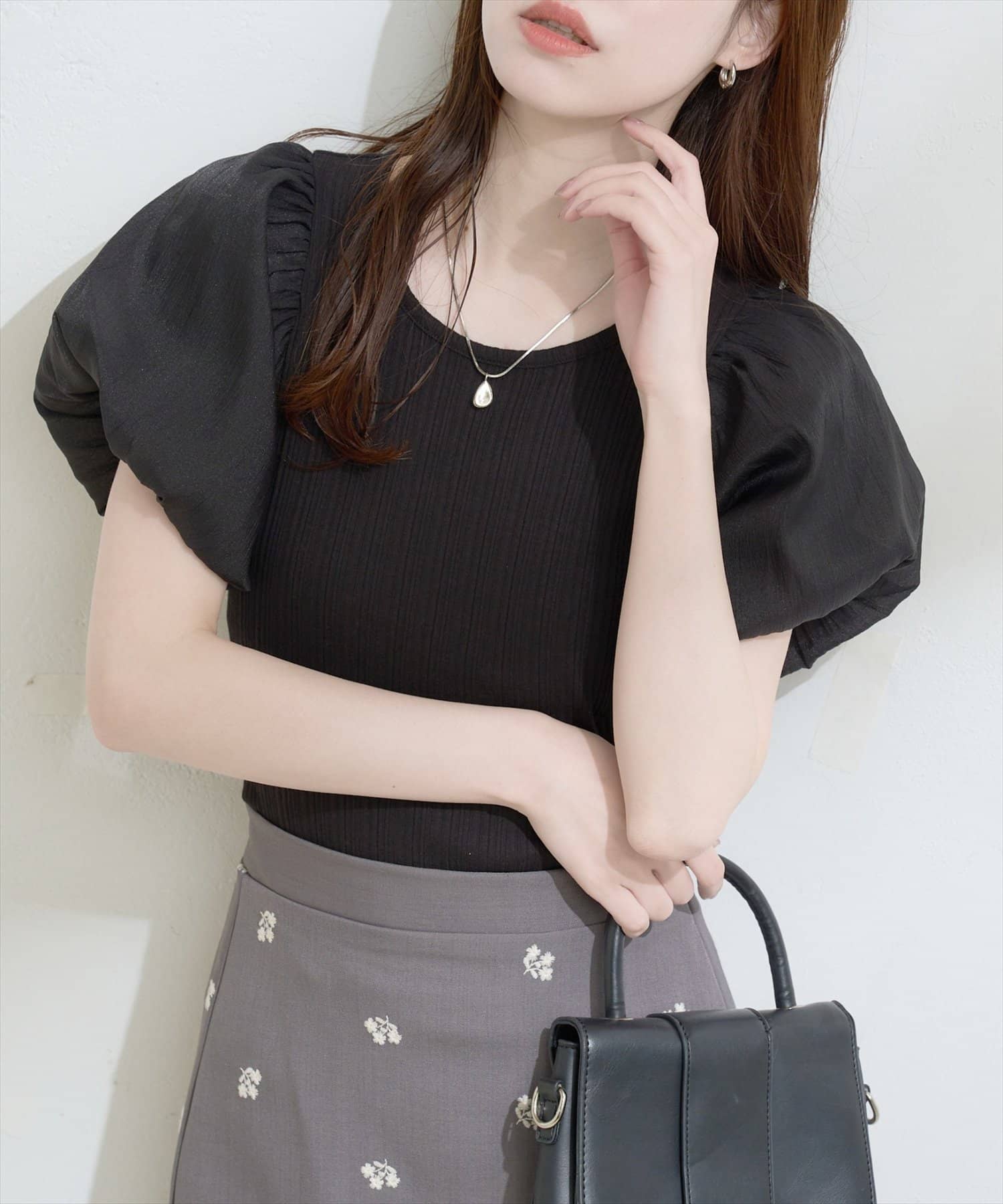 natural couture(ナチュラルクチュール) シアーバルーンスリーブTOPS