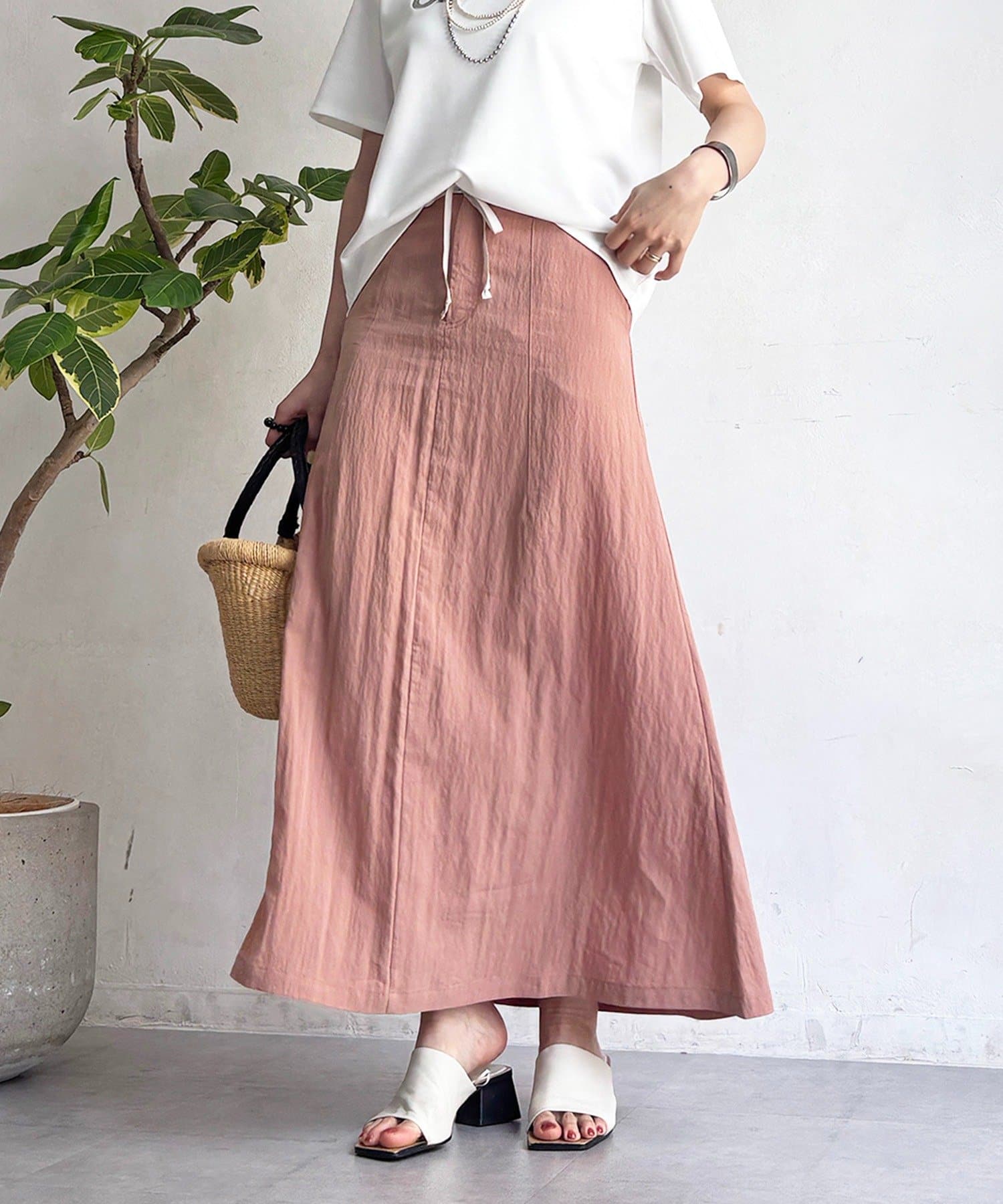 un dix cors(アンディコール) ワッシャーセミフレアスカート