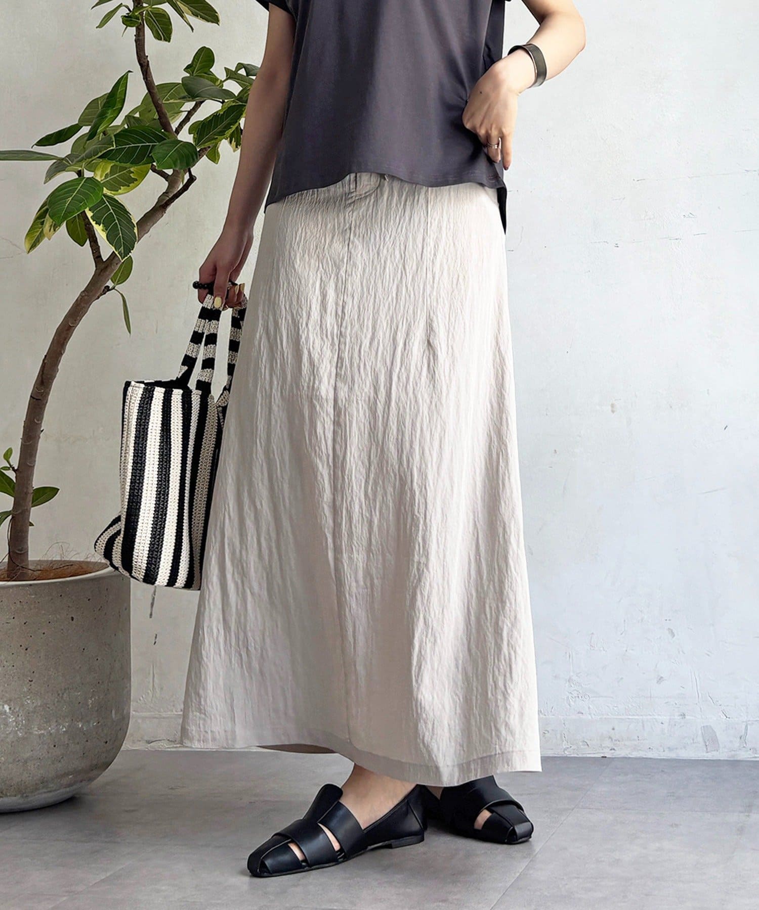 un dix cors(アンディコール) ワッシャーセミフレアスカート