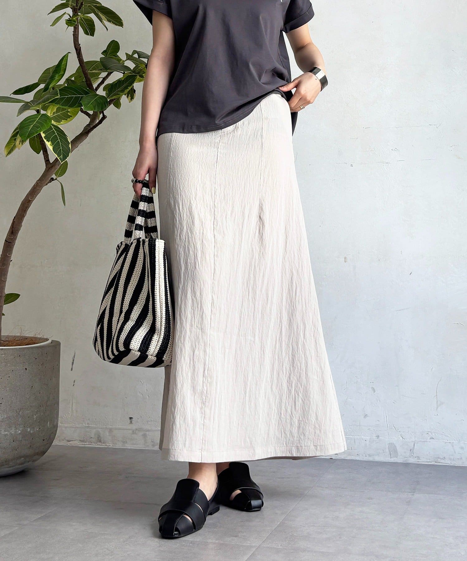 un dix cors(アンディコール) ワッシャーセミフレアスカート