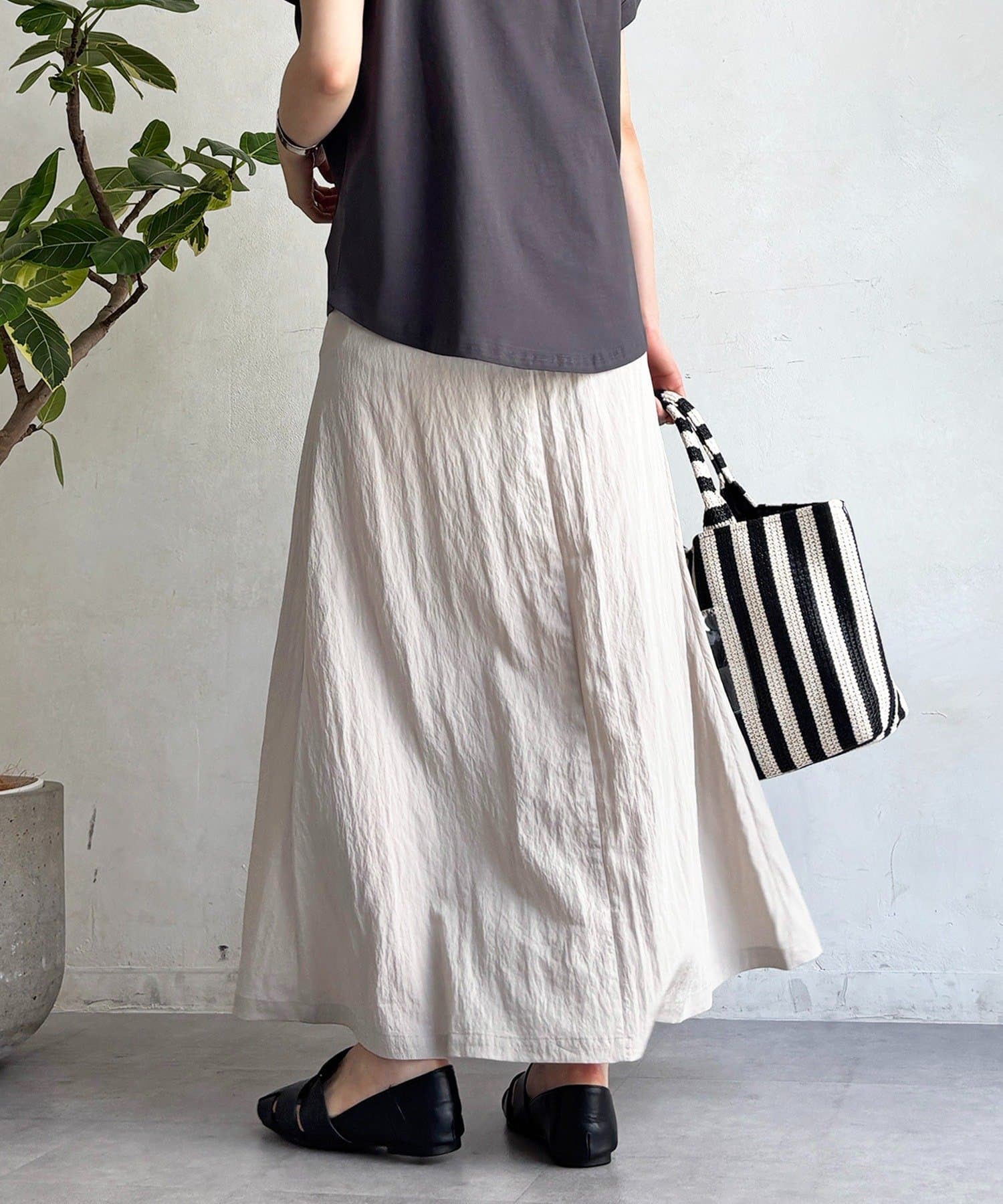 un dix cors(アンディコール) ワッシャーセミフレアスカート