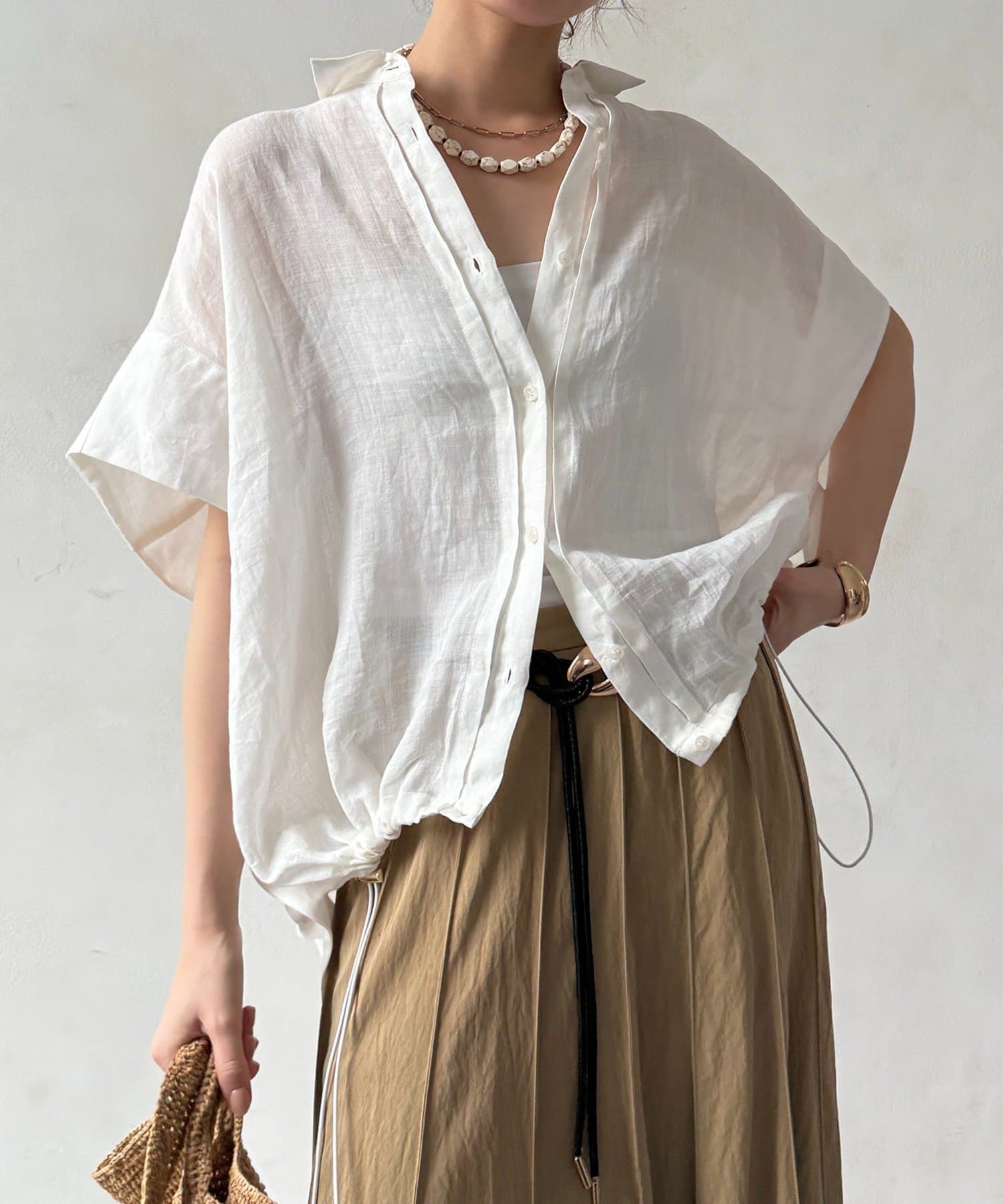 DOUDOU(ドゥドゥ) リネンドロストフレンチシャツ