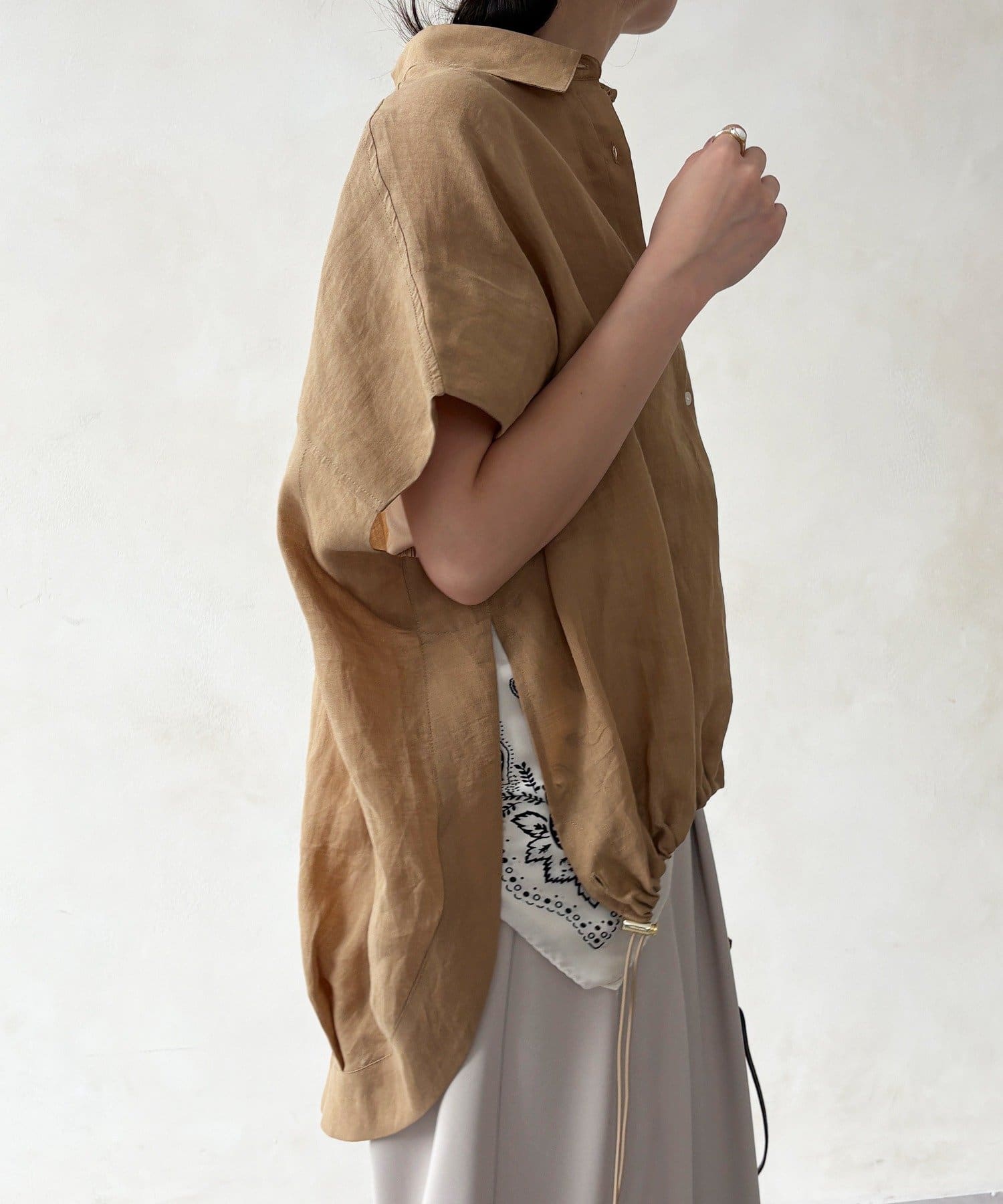 DOUDOU(ドゥドゥ) リネンドロストフレンチシャツ