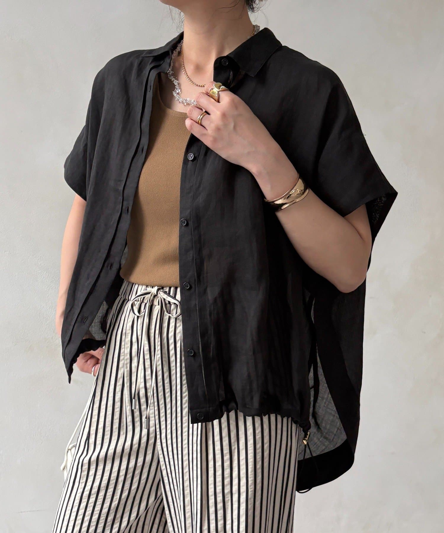 DOUDOU(ドゥドゥ) リネンドロストフレンチシャツ