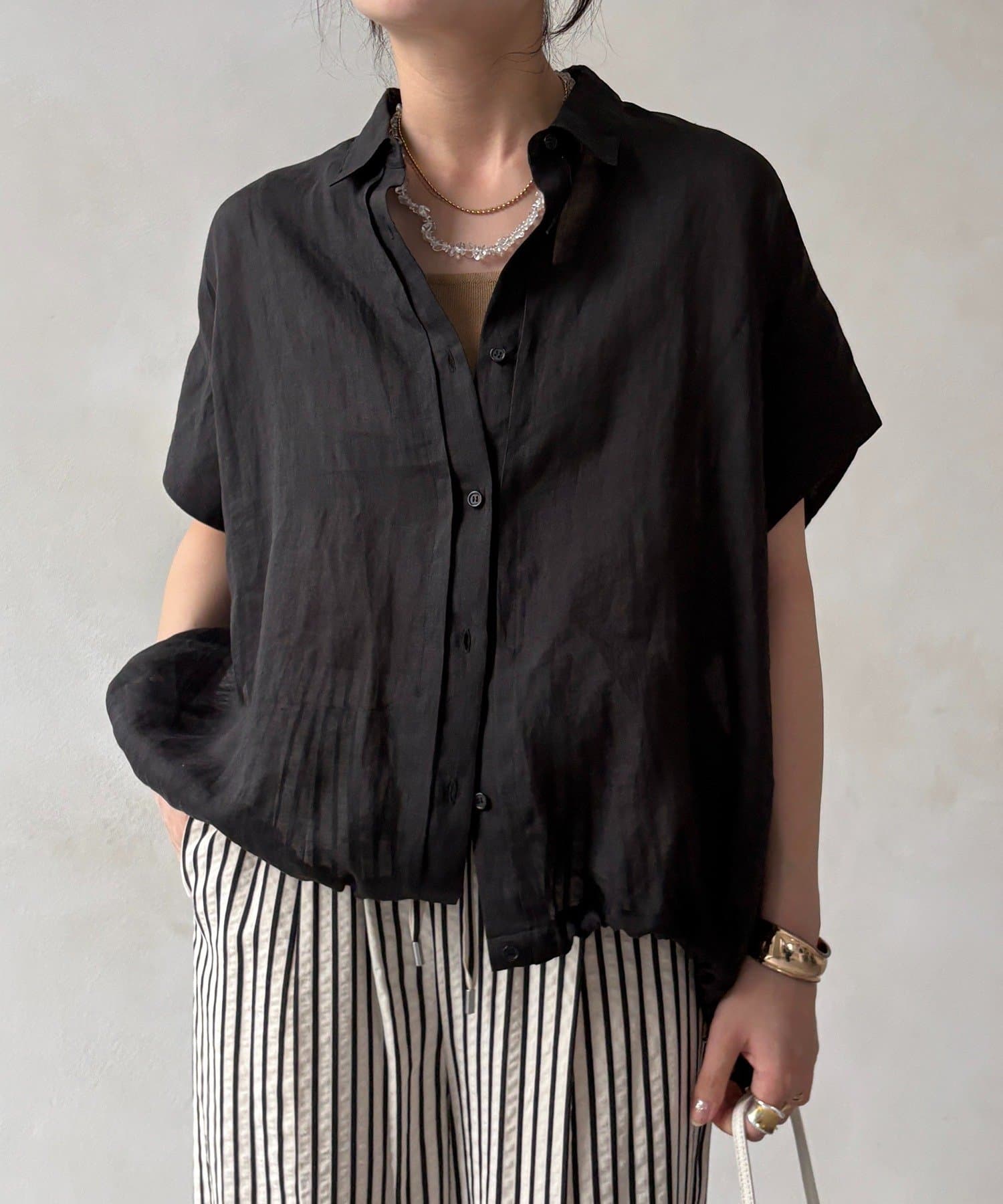 DOUDOU(ドゥドゥ) リネンドロストフレンチシャツ