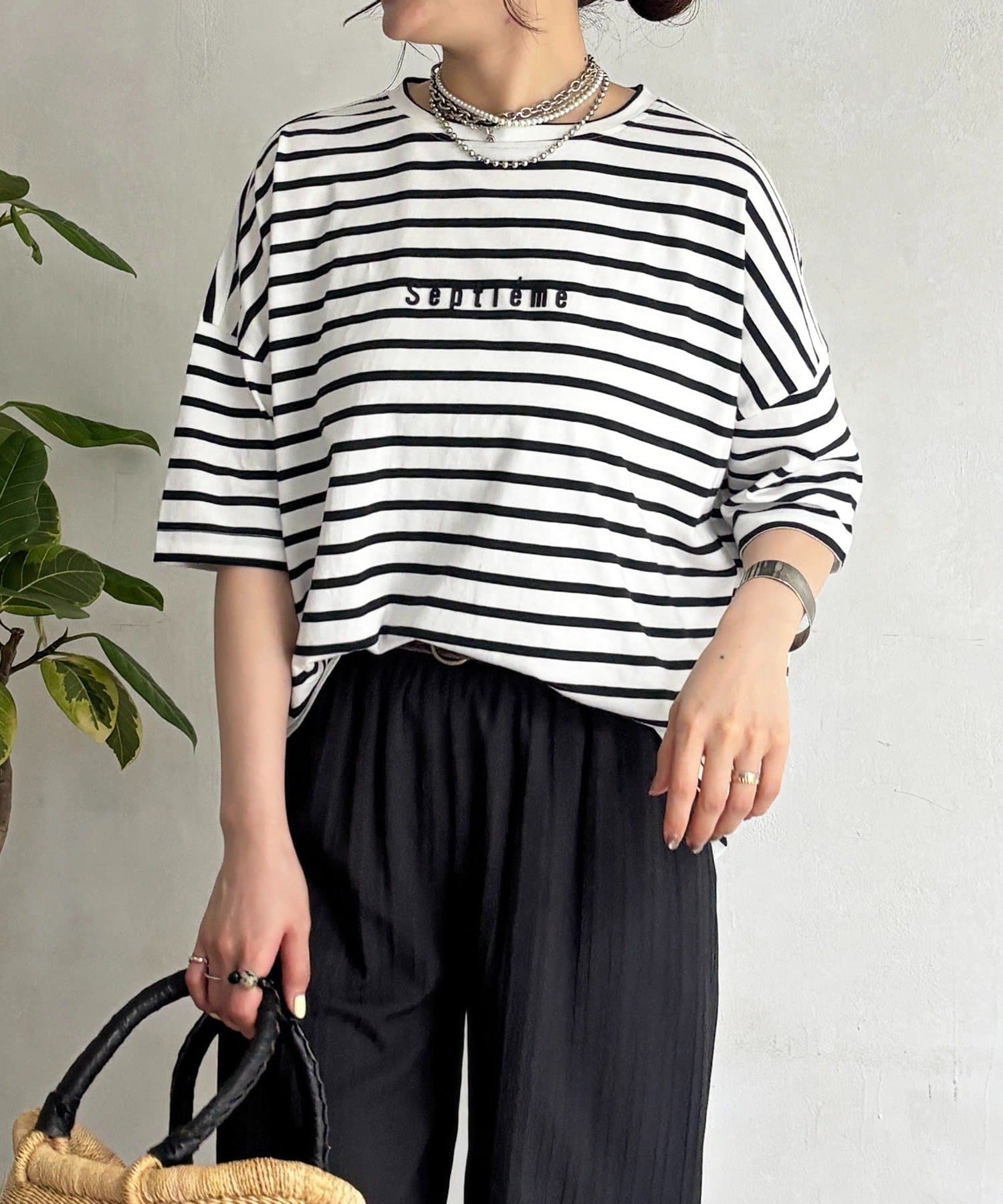 un dix cors(アンディコール) バックラインシルケットカットソー