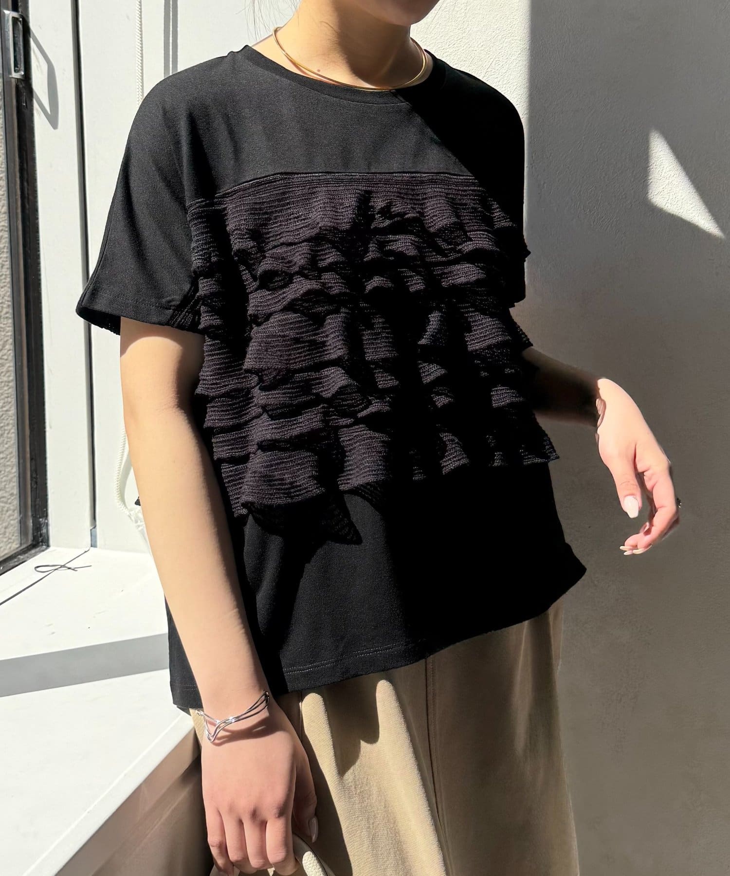 Jena　espace merveilleux(ジェナ　エスパスメルヴェイユ) シアーフリルカットソー