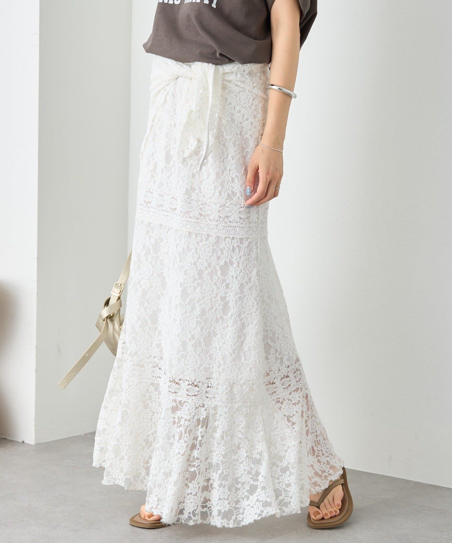 RIVE DROITE(リヴドロワ) 予約【着映え】ティアードレーススカート