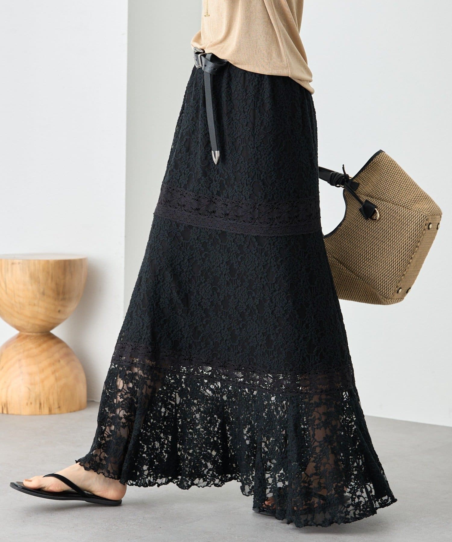 RIVE DROITE(リヴドロワ) 予約【着映え】ティアードレーススカート