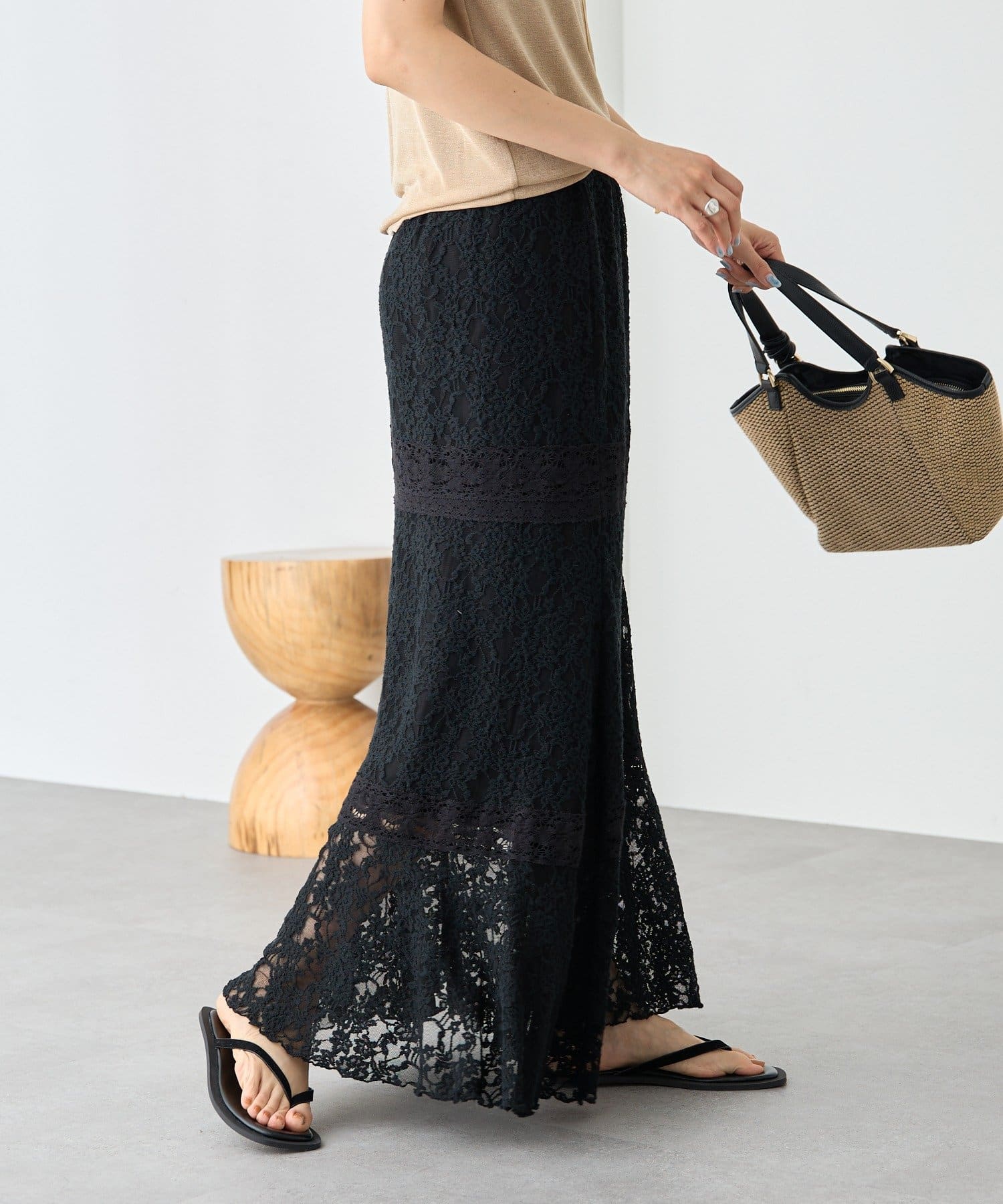 RIVE DROITE(リヴドロワ) 予約【着映え】ティアードレーススカート