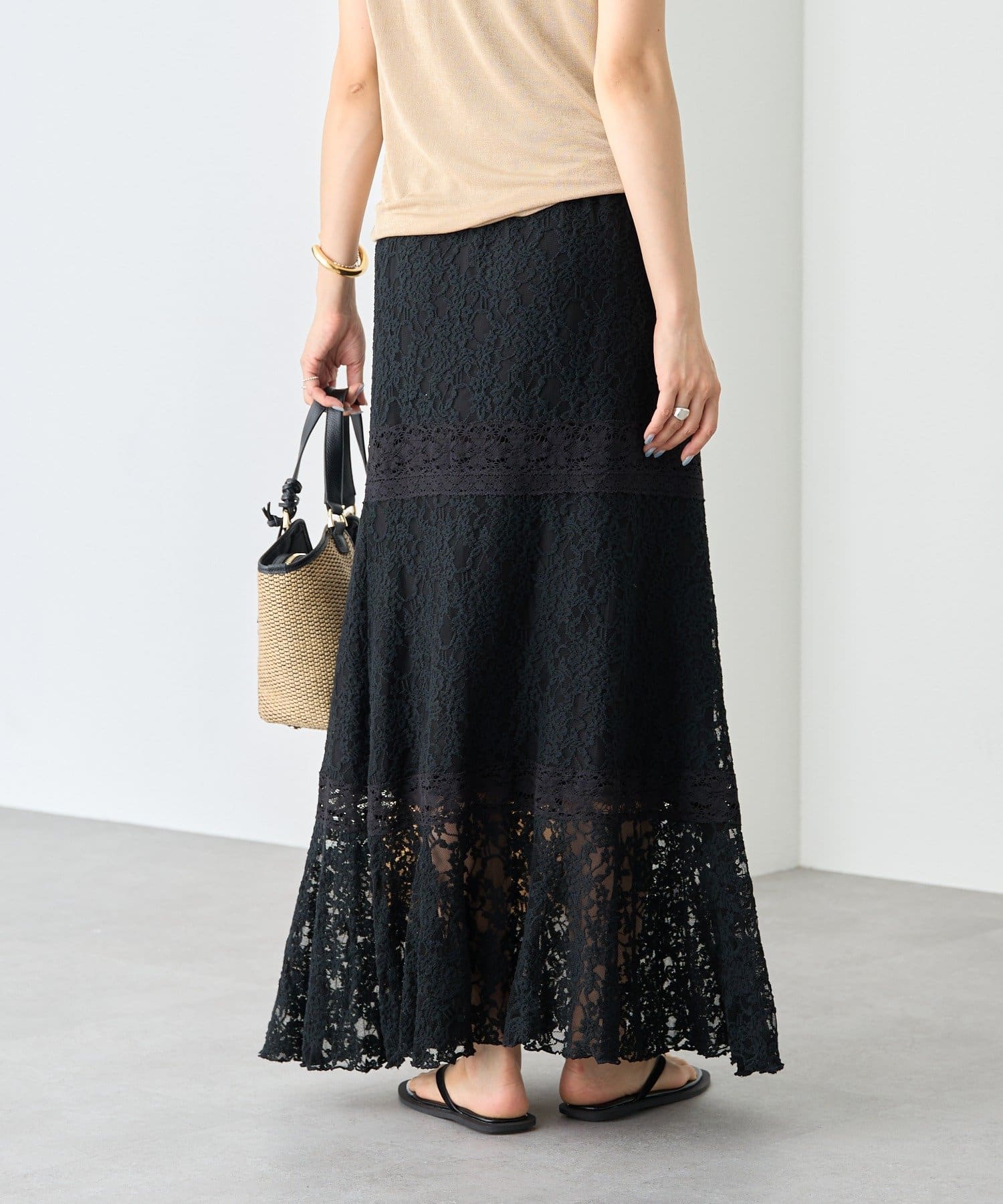 RIVE DROITE(リヴドロワ) 予約【着映え】ティアードレーススカート