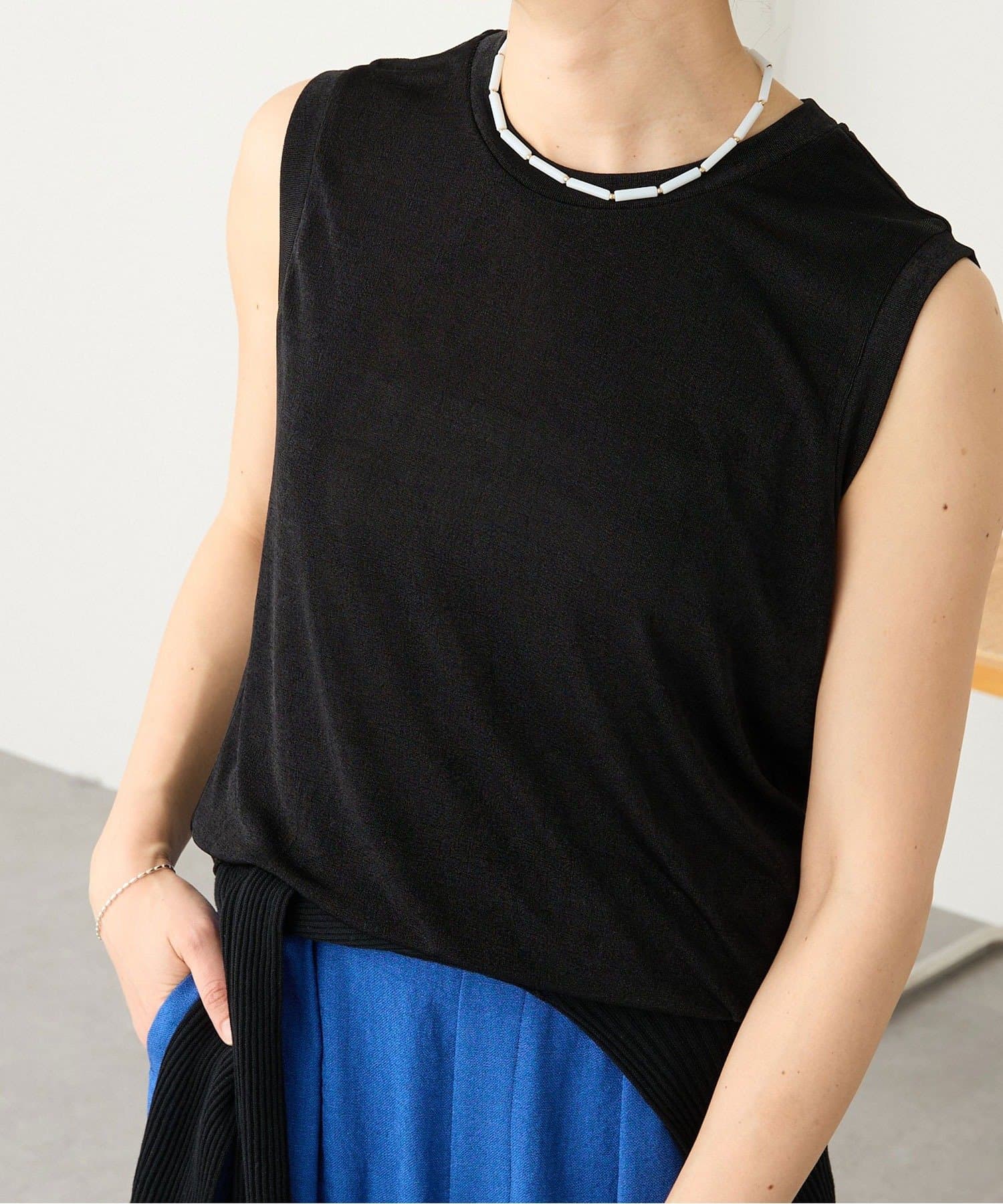 RIVE DROITE(リヴドロワ) 予約【上品な光沢が目を引く】シャイニーノースリTee