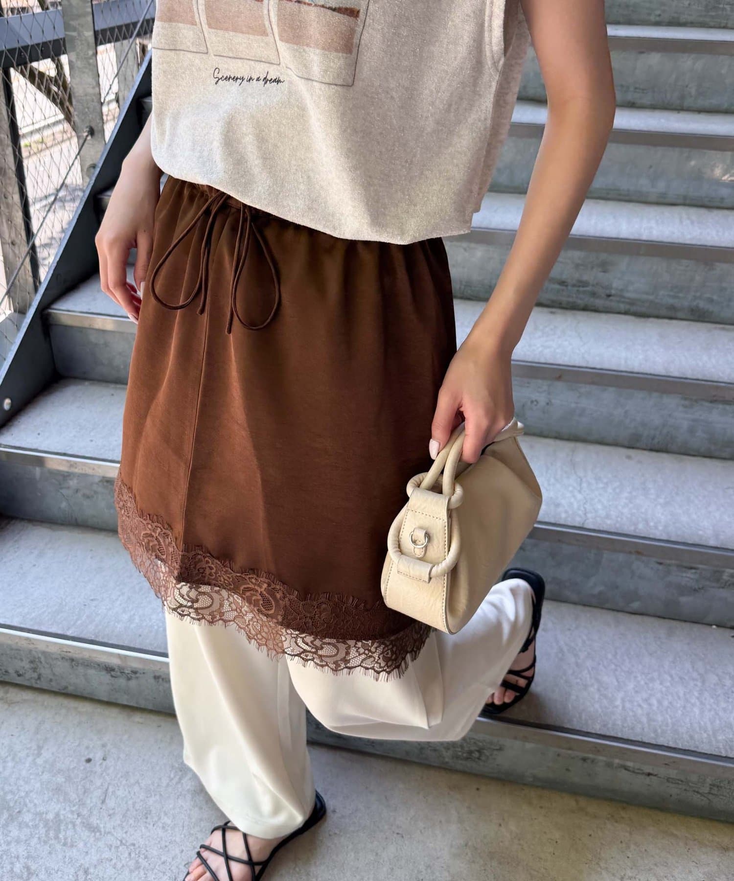 CIAOPANIC TYPY(チャオパニックティピー) 【+1で着映え】裾レースアシメスカート