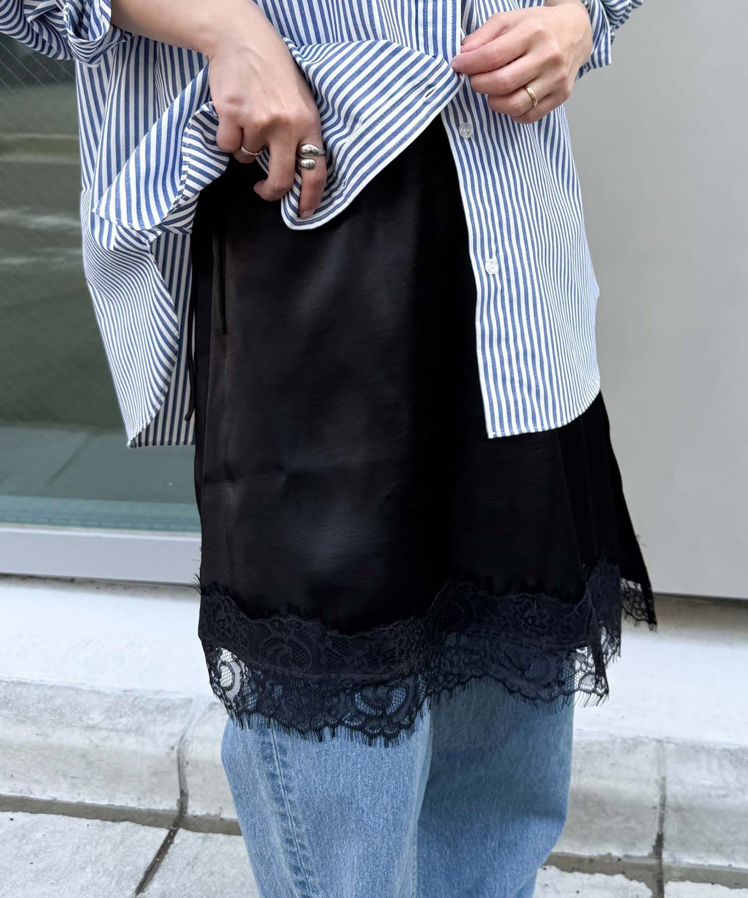 CIAOPANIC TYPY(チャオパニックティピー) 【+1で着映え】裾レースアシメスカート