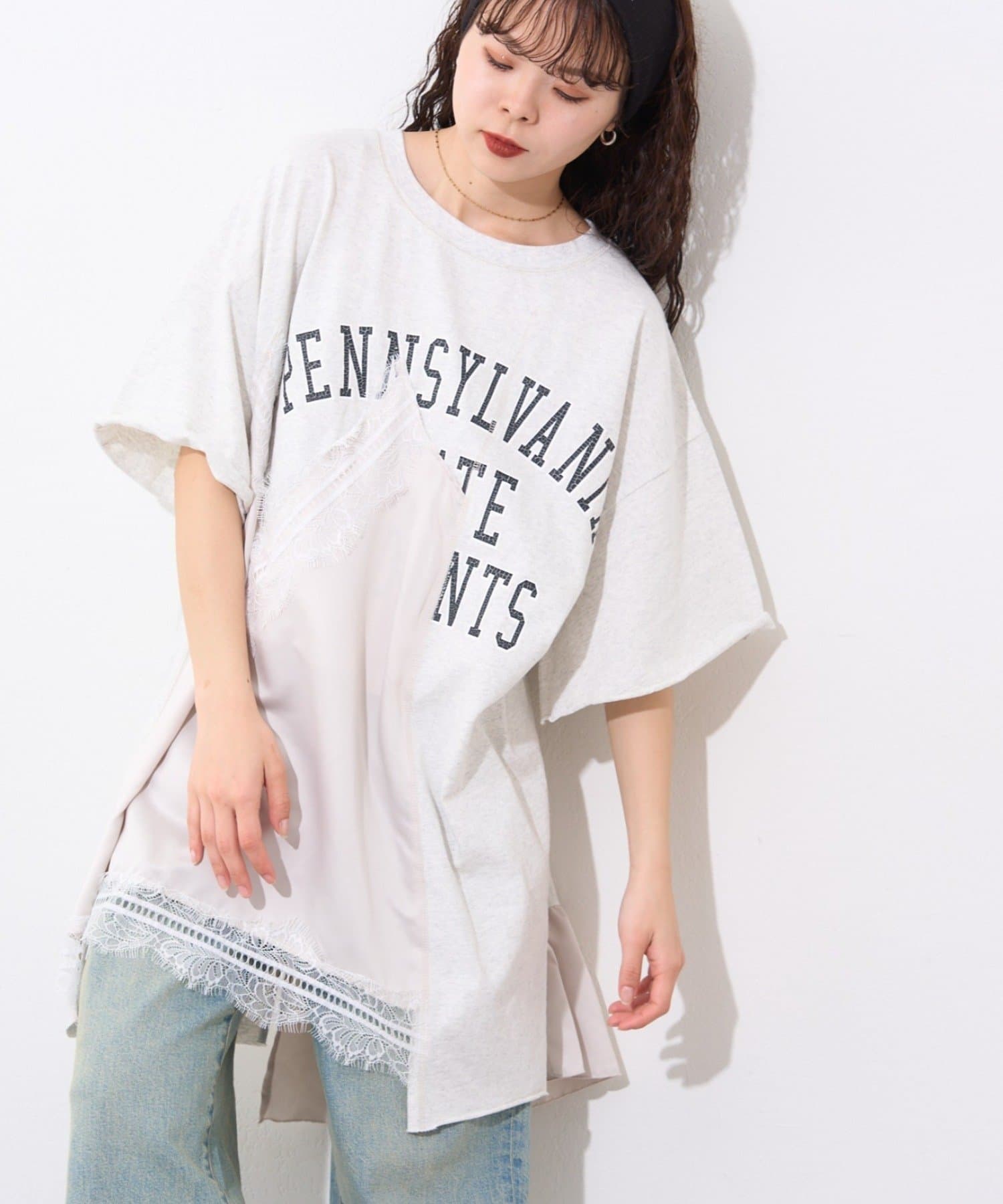 CIAOPANIC TYPY(チャオパニックティピー) 【etsinta】サテンキャミリメイクチュニックtee