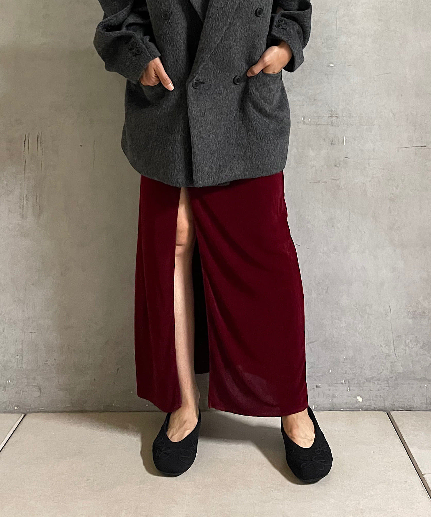 OUTLET(アウトレット) 【Pasterip】Sheer rib zip skirt