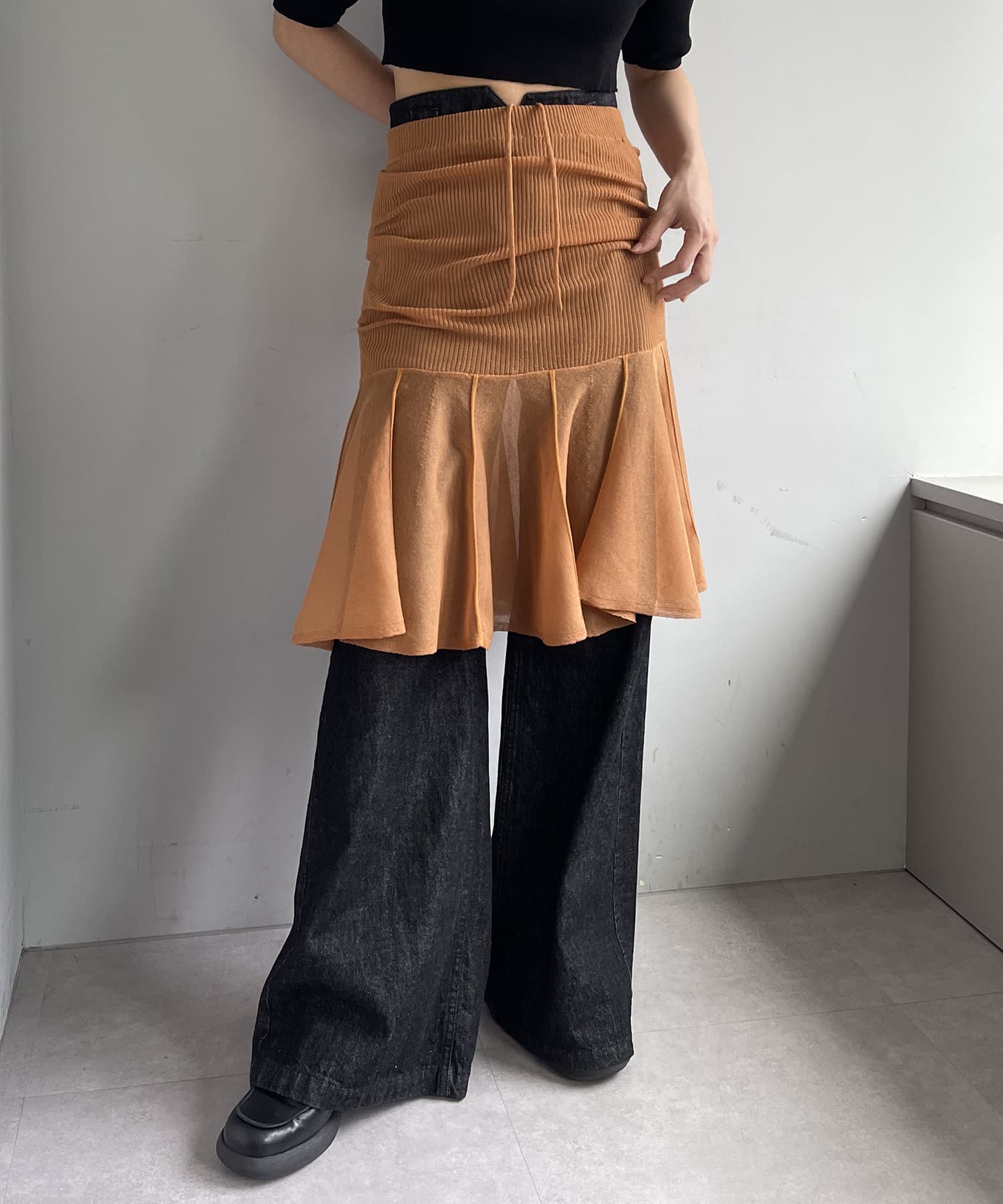 OUTLET(アウトレット) 【Pasterip】Sheer middle layering skirt