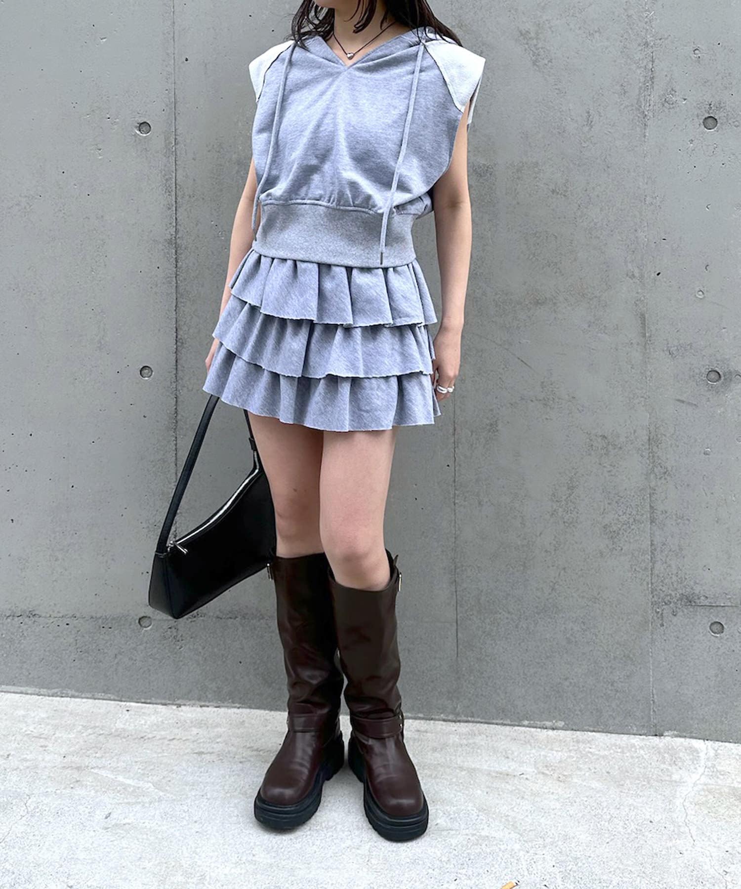 OUTLET(アウトレット) 【mline】ティアード スウェットスカート