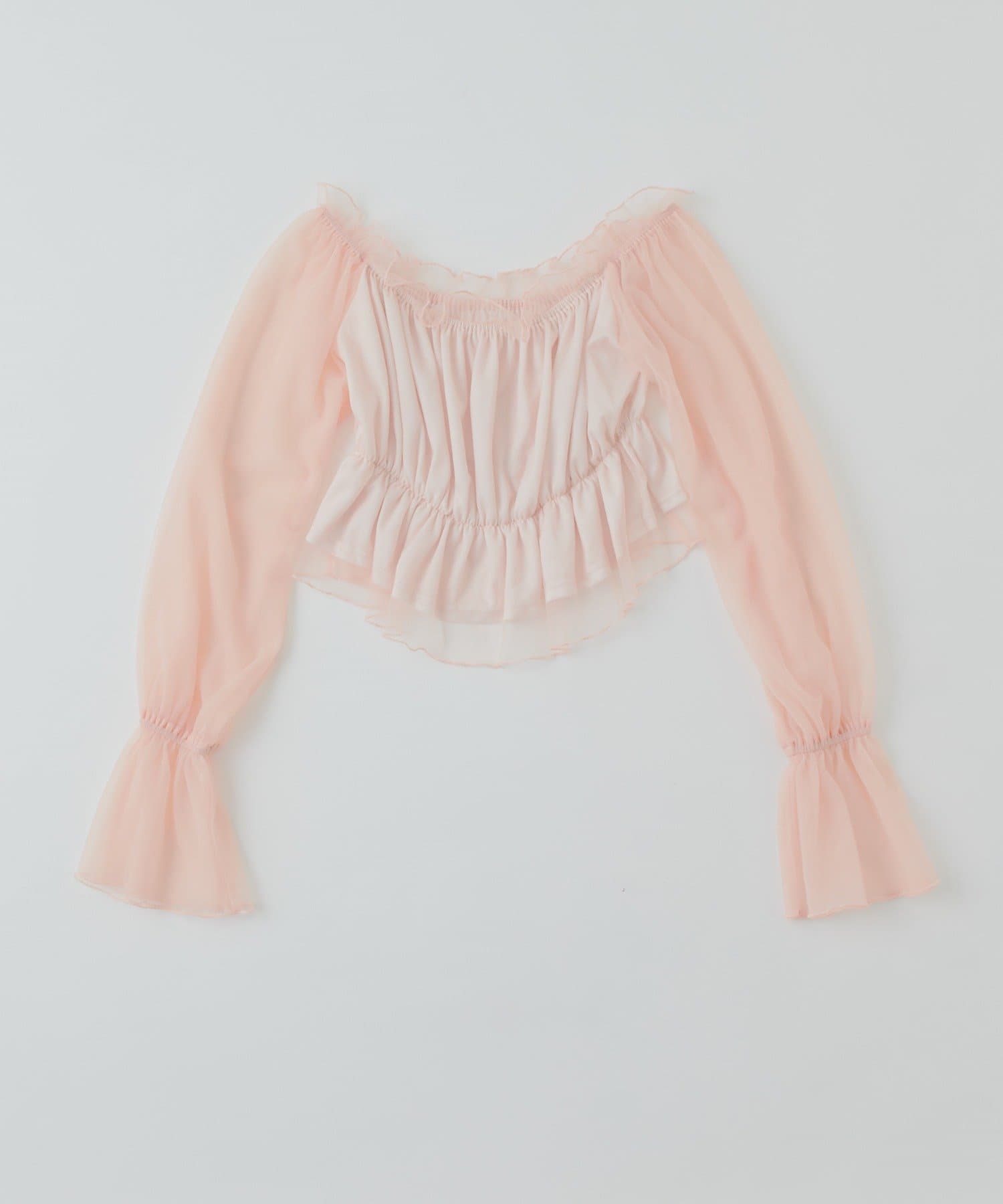 OUTLET(アウトレット) 【mline】チュールギャザーブラウス