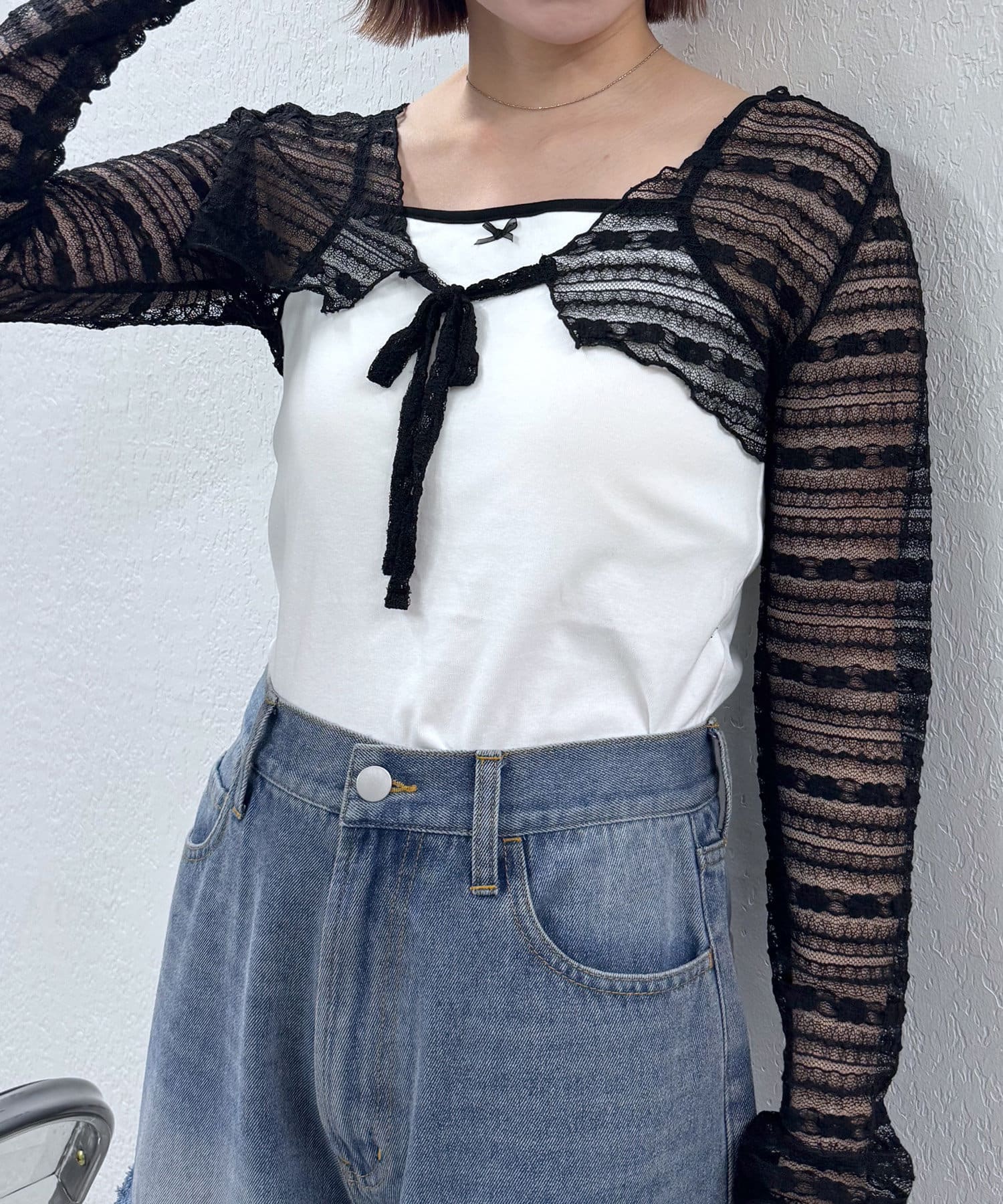 OUTLET(アウトレット) 【mline】レースクロップド カーデSET