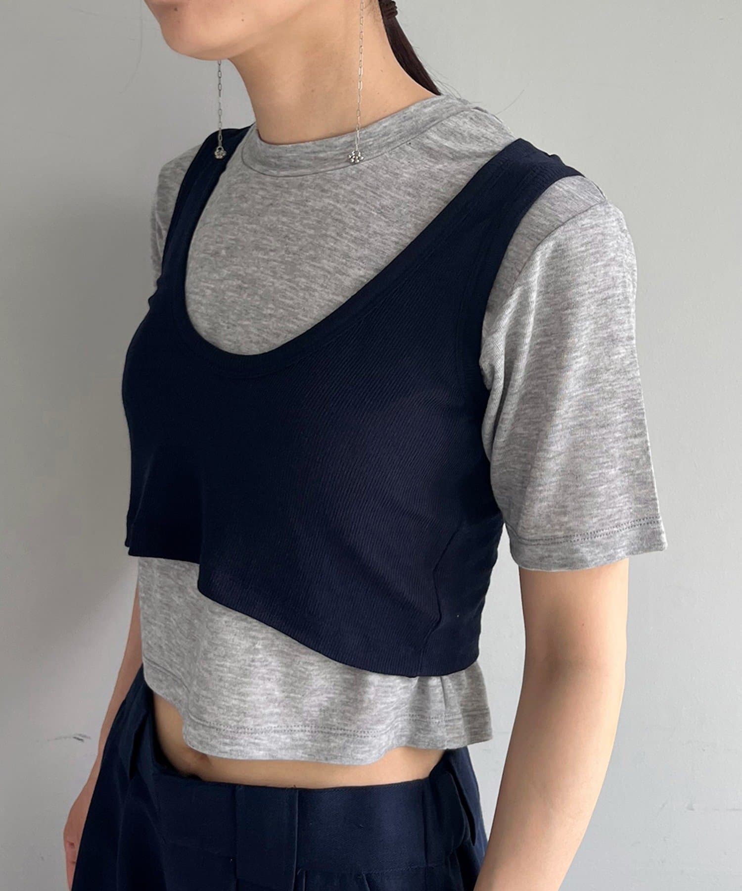 OUTLET(アウトレット) 【Pasterip】Stretch tee ＆ Over tank set