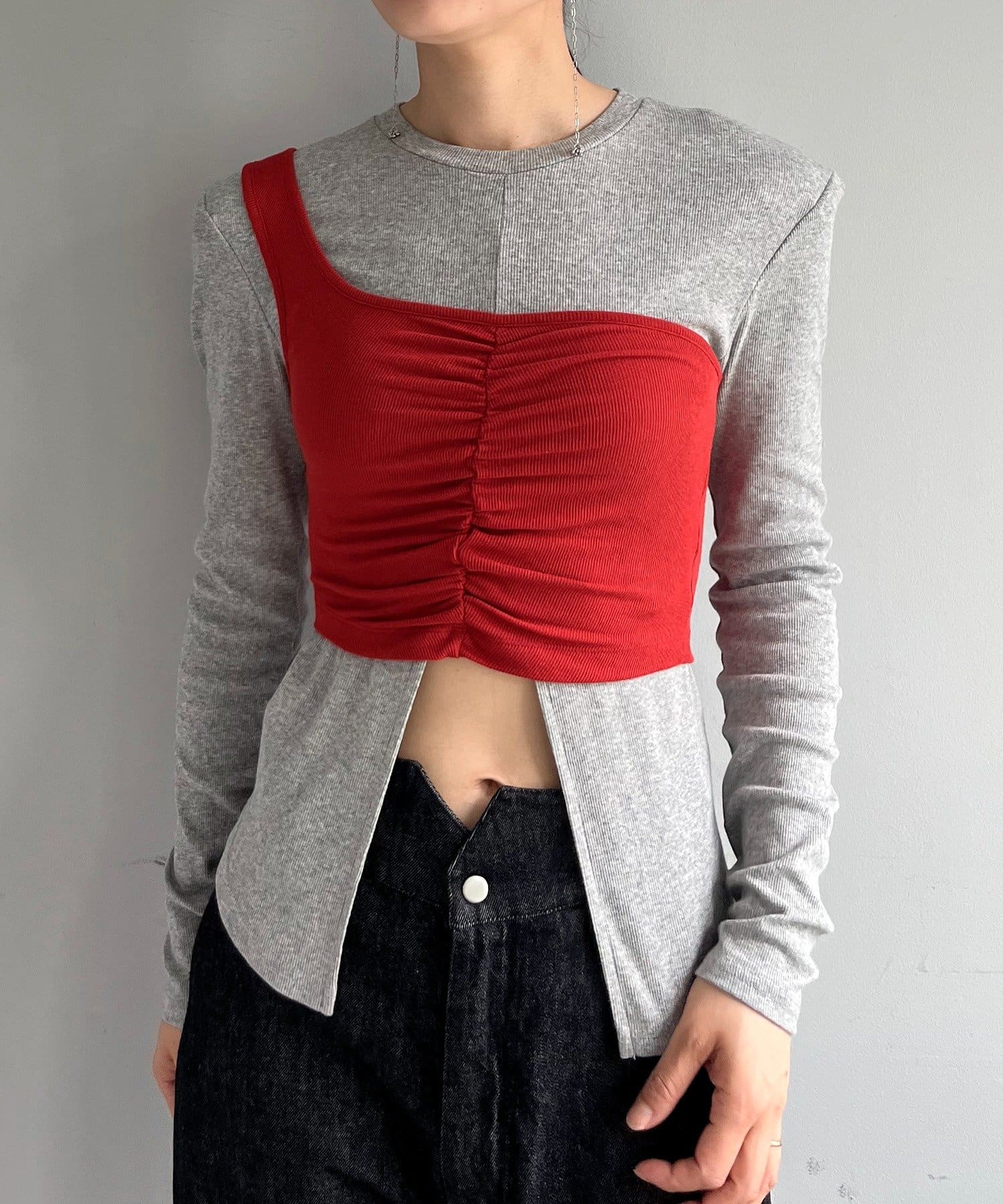 OUTLET(アウトレット) 【Pasterip】One shoulder bra top