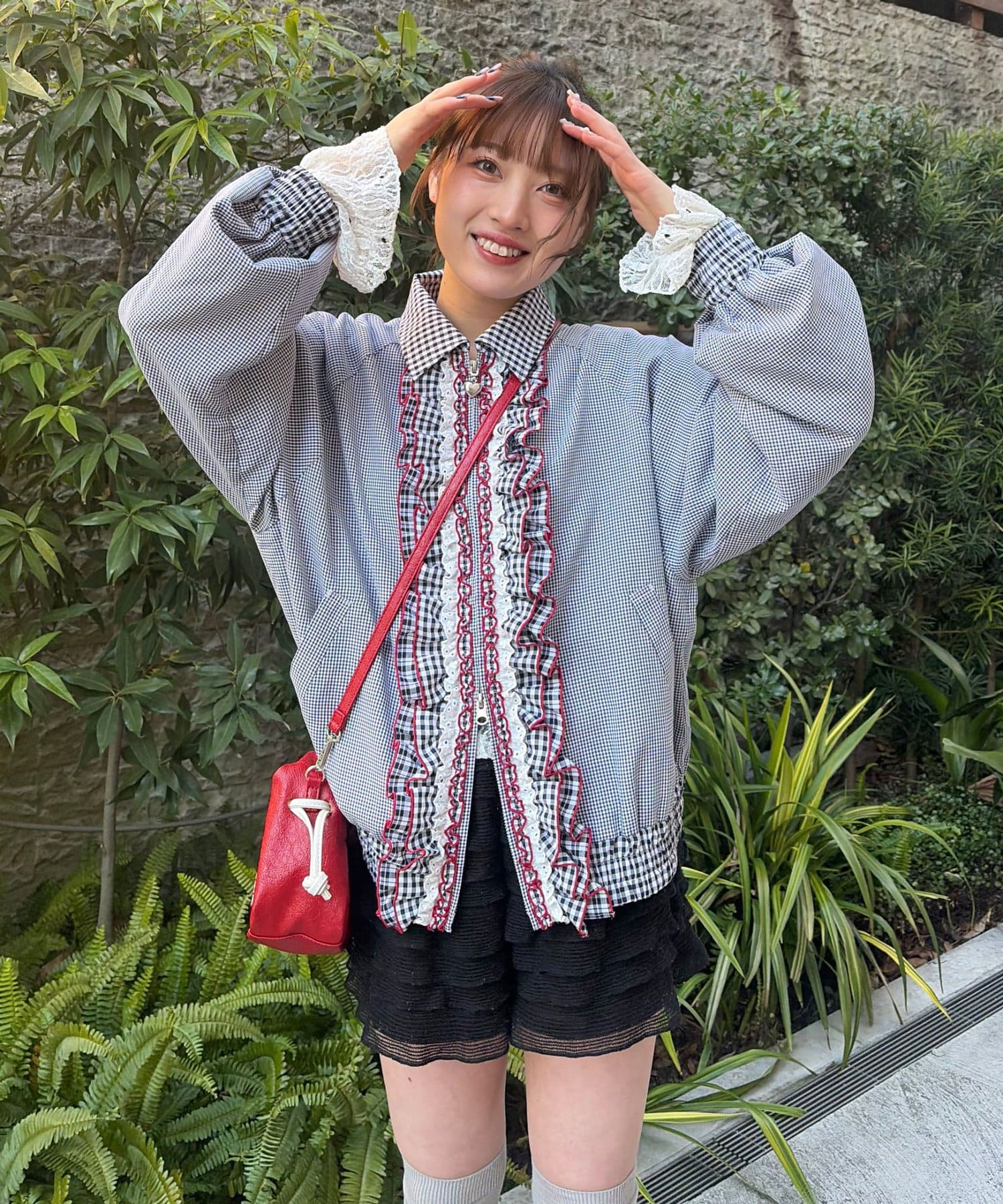 OUTLET(アウトレット) 【Ciaopanic】【aya】HSリボン付きチェックブルゾン