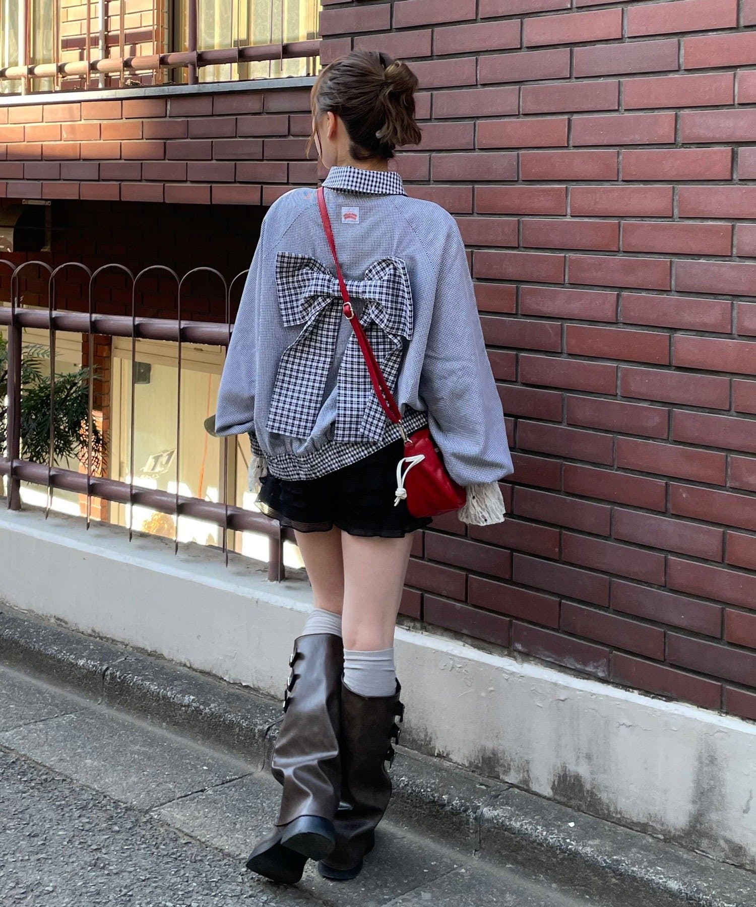 OUTLET(アウトレット) 【Ciaopanic】【aya】HSリボン付きチェックブルゾン