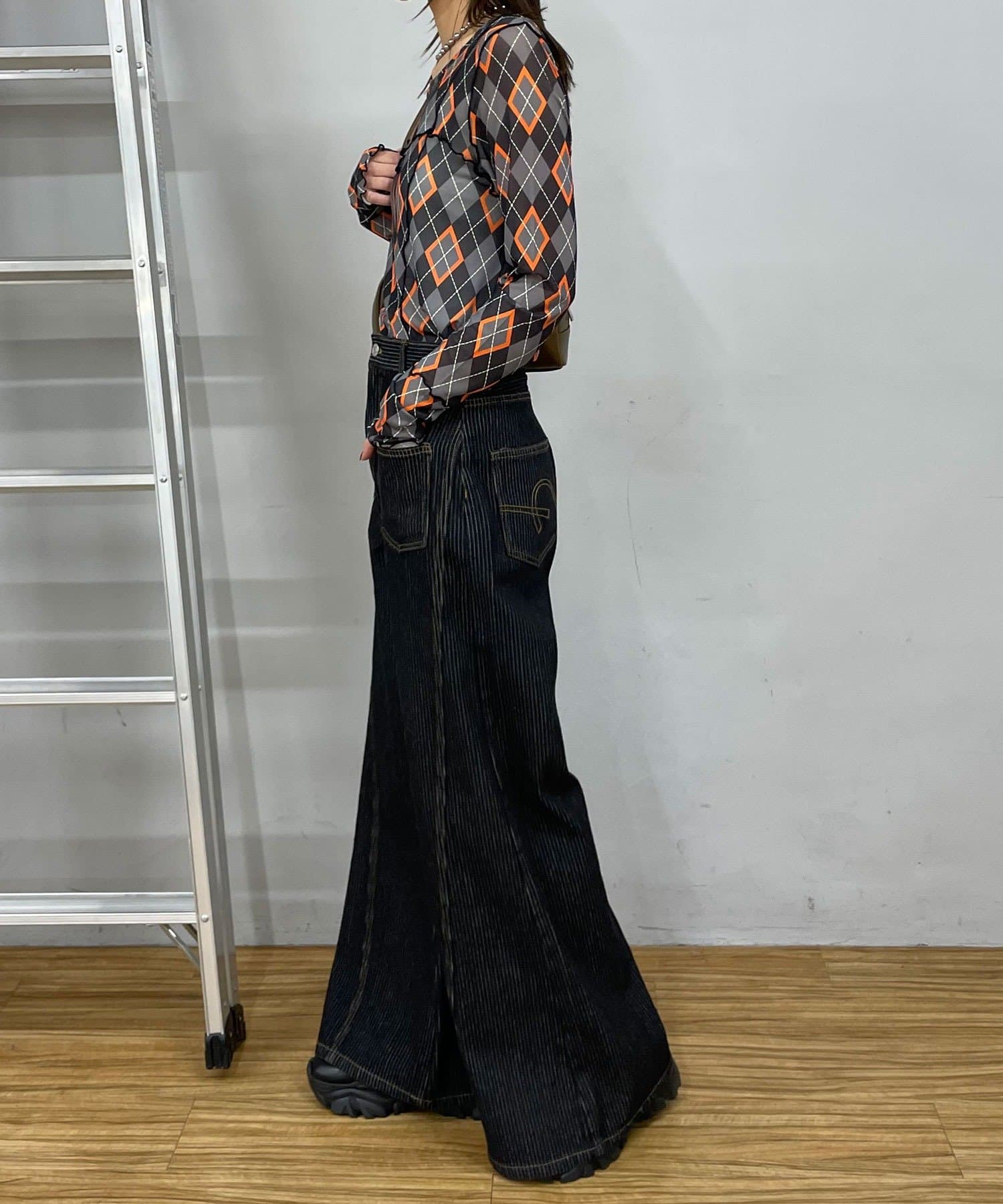 OUTLET(アウトレット) 【Ciaopanic】アーガイル柄シアートップス