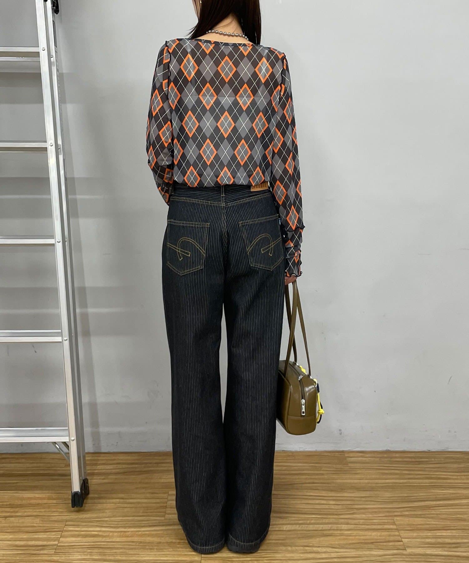 OUTLET(アウトレット) 【Ciaopanic】アーガイル柄シアートップス