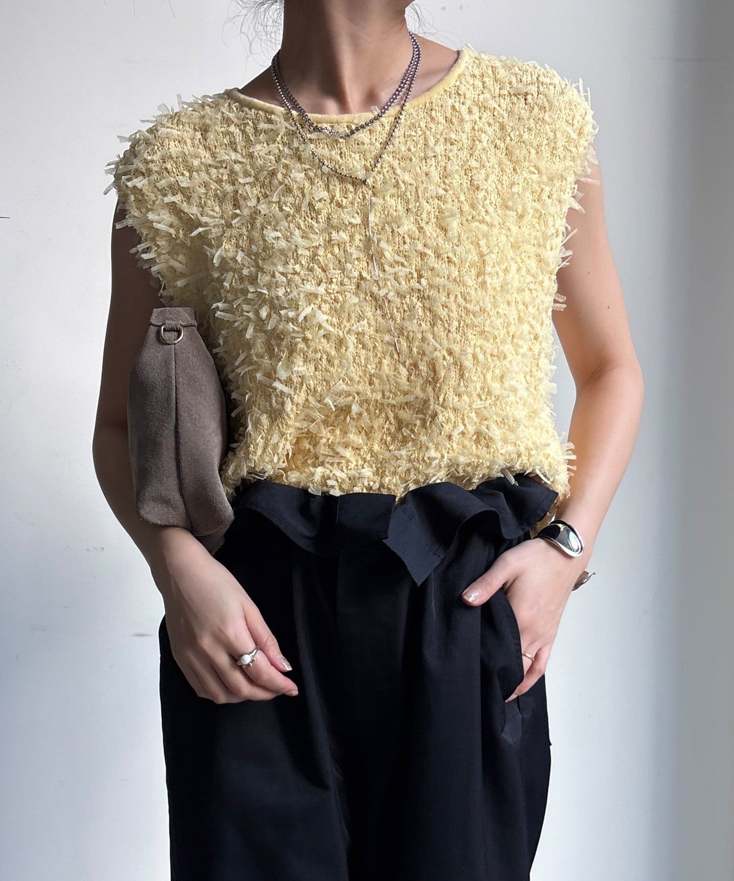 OUTLET(アウトレット) 【DouDou】チュールヤーンニットベスト