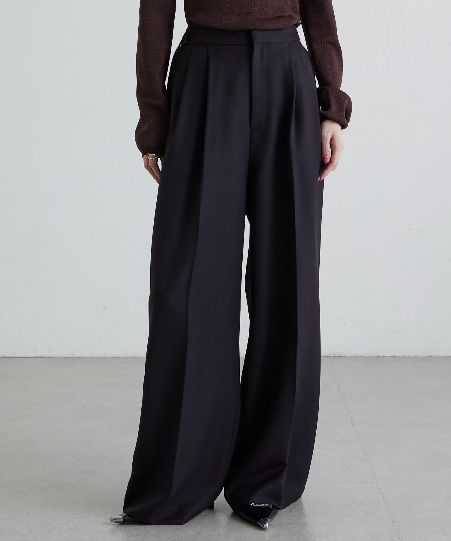 OUTLET(アウトレット) 【Lui's】脇ベルトデザイン2タックパンツ