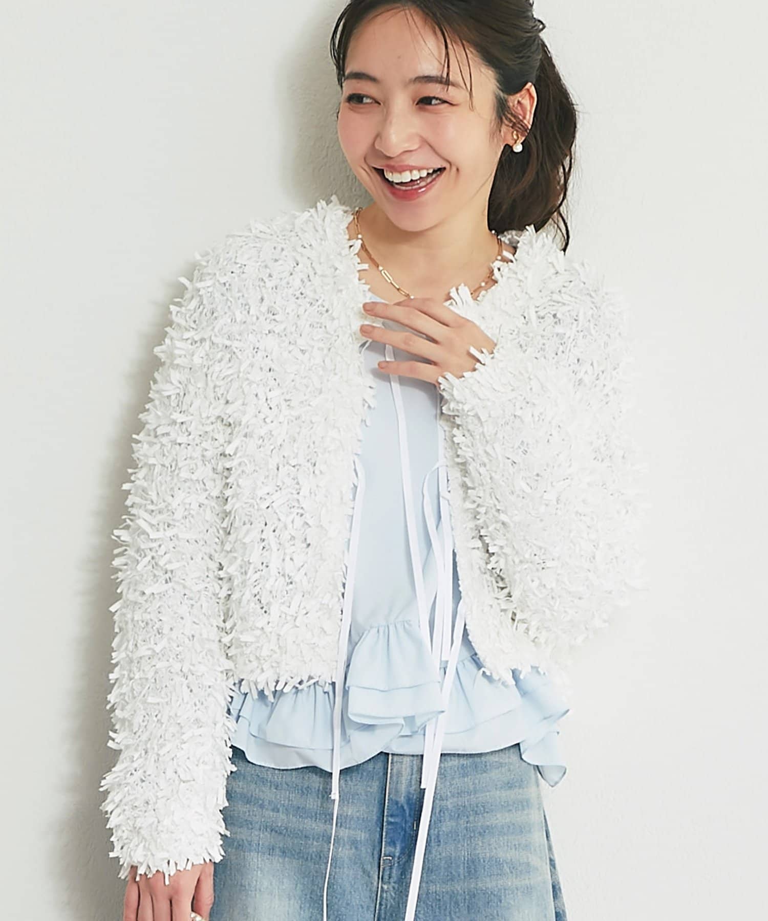 La boutique BonBon テープヤーン前後２WAYカーディガン La boutique BonBon】テープヤーン前後2WAYカーディガン | OUTLET