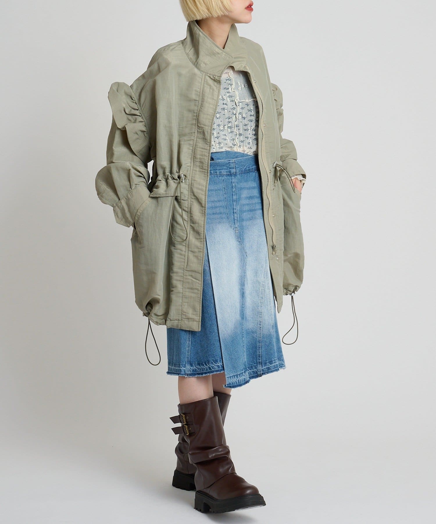 OUTLET(アウトレット) 【w closet】フリルモッズコート