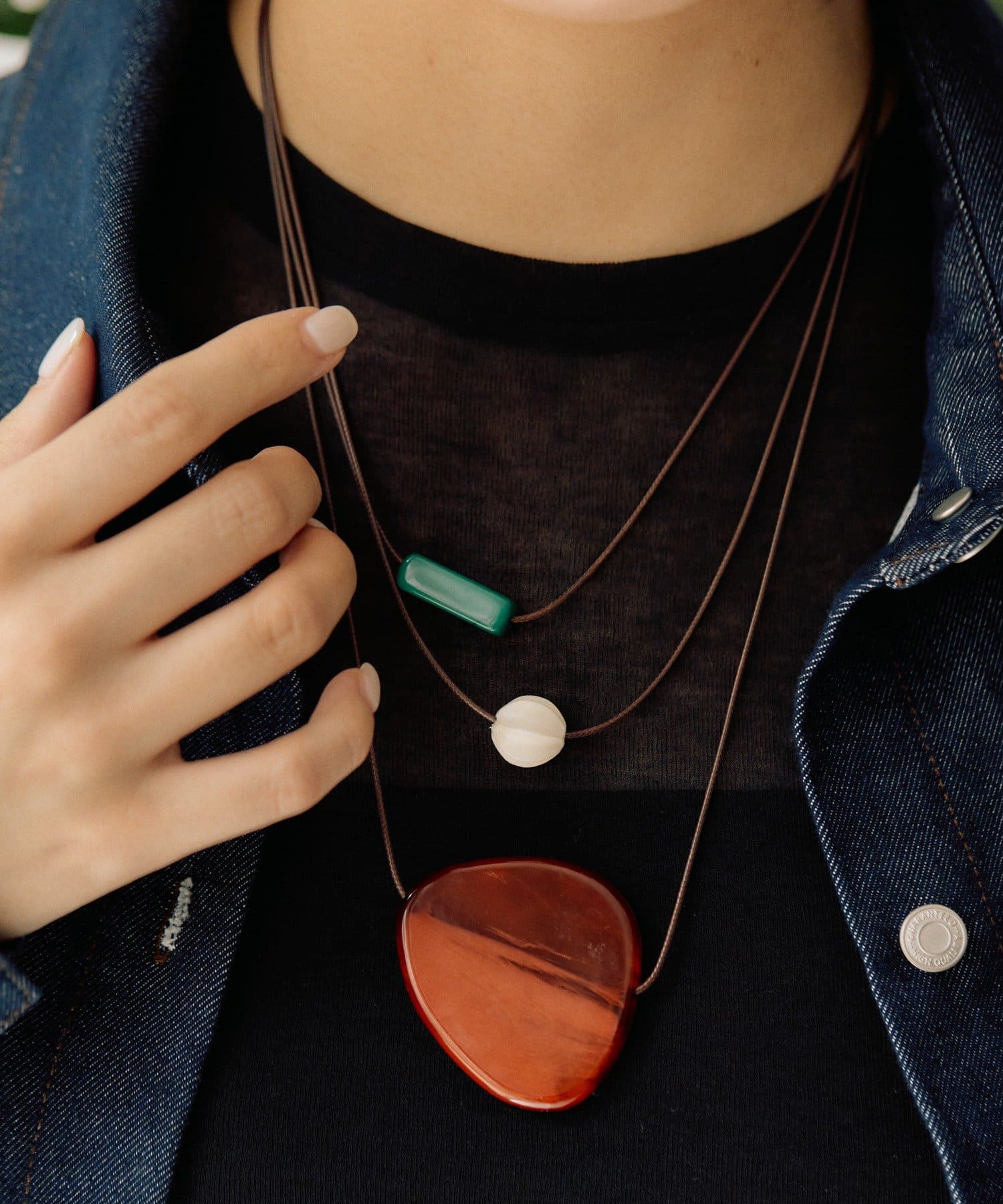 OUTLET(アウトレット) 【ear PAPILLONNER】ペインタリー3連ネックレス